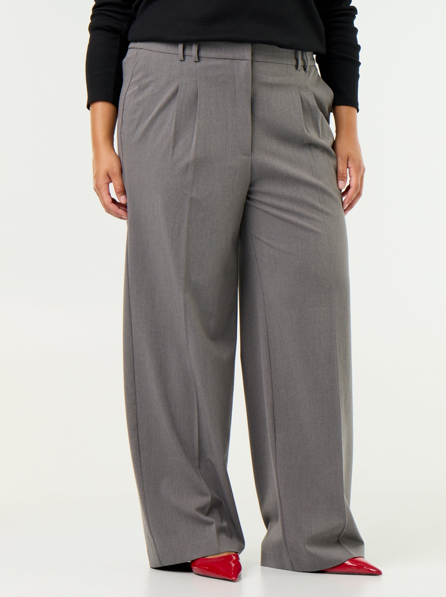 Pantalon cigarette large - Gris