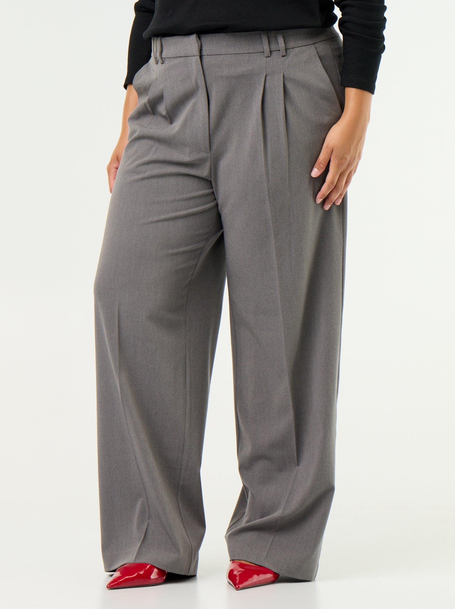 Pantalon cigarette large - Gris