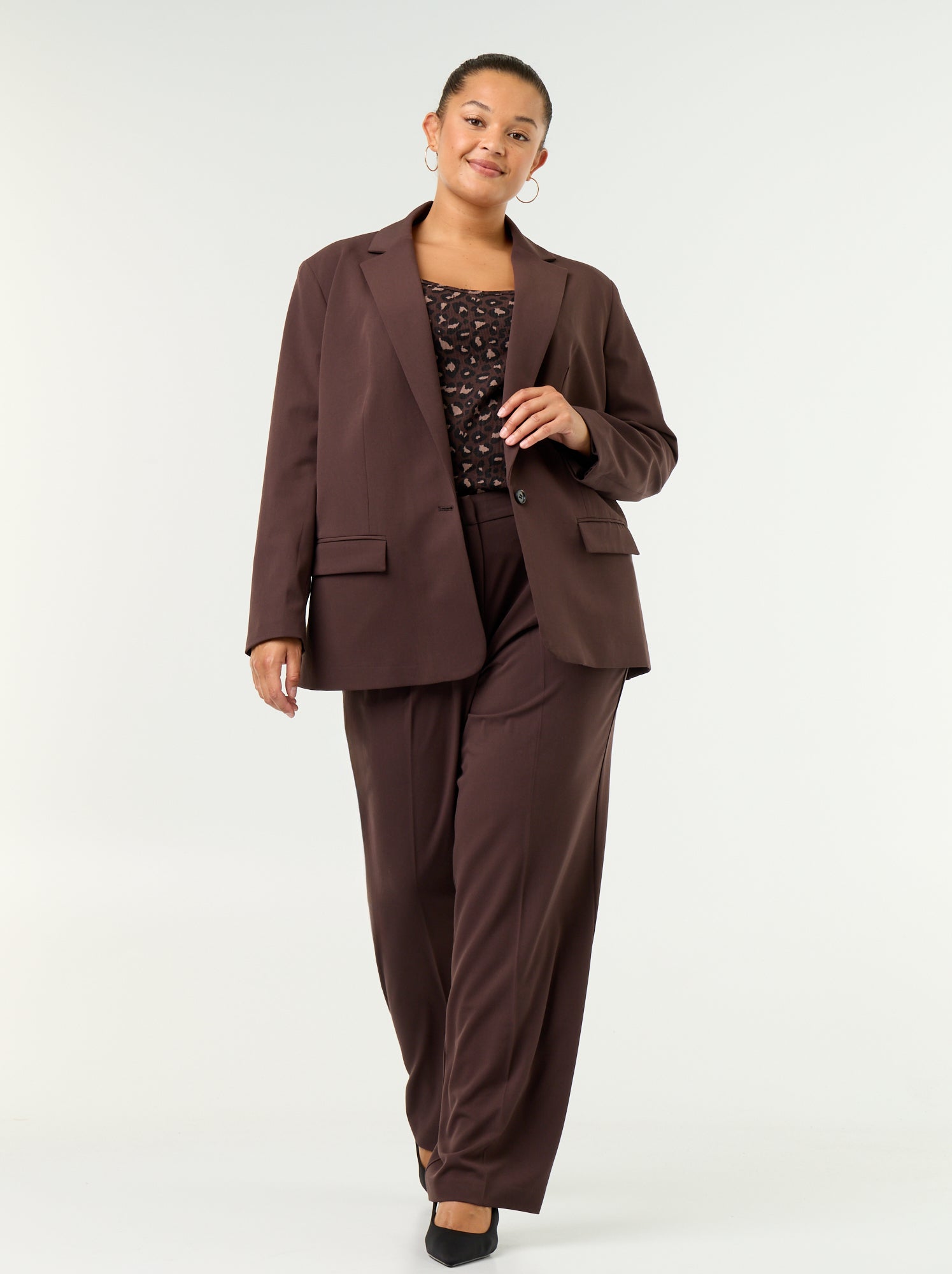 Pantalon cigarette large - Marron