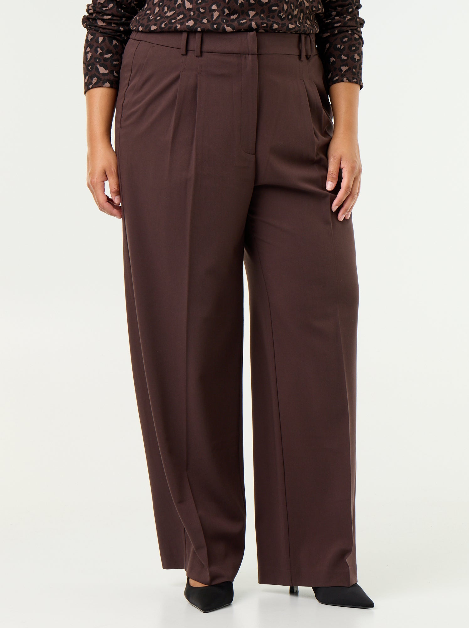 Pantalon cigarette large - Marron