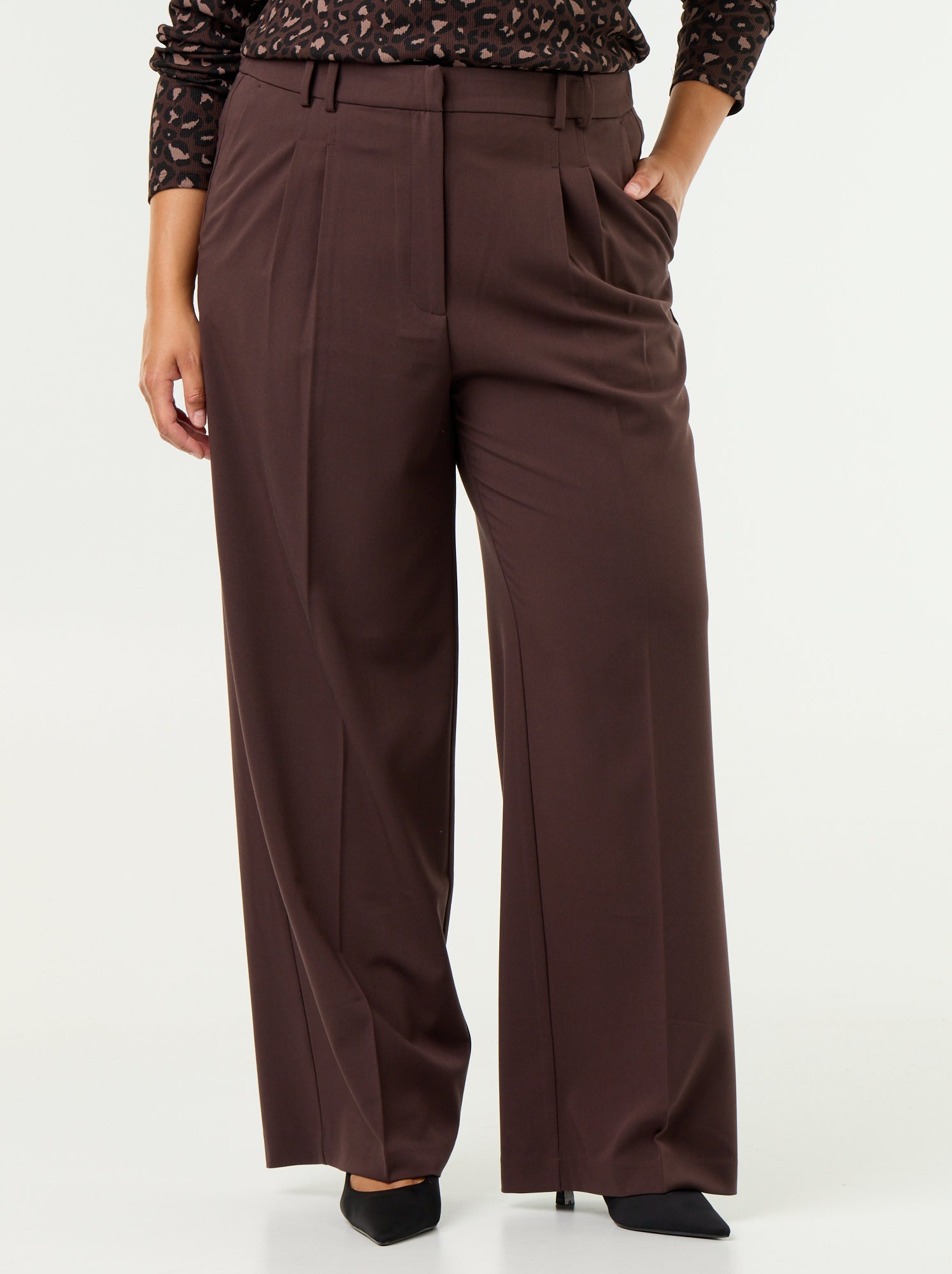 Pantalon cigarette large - Marron