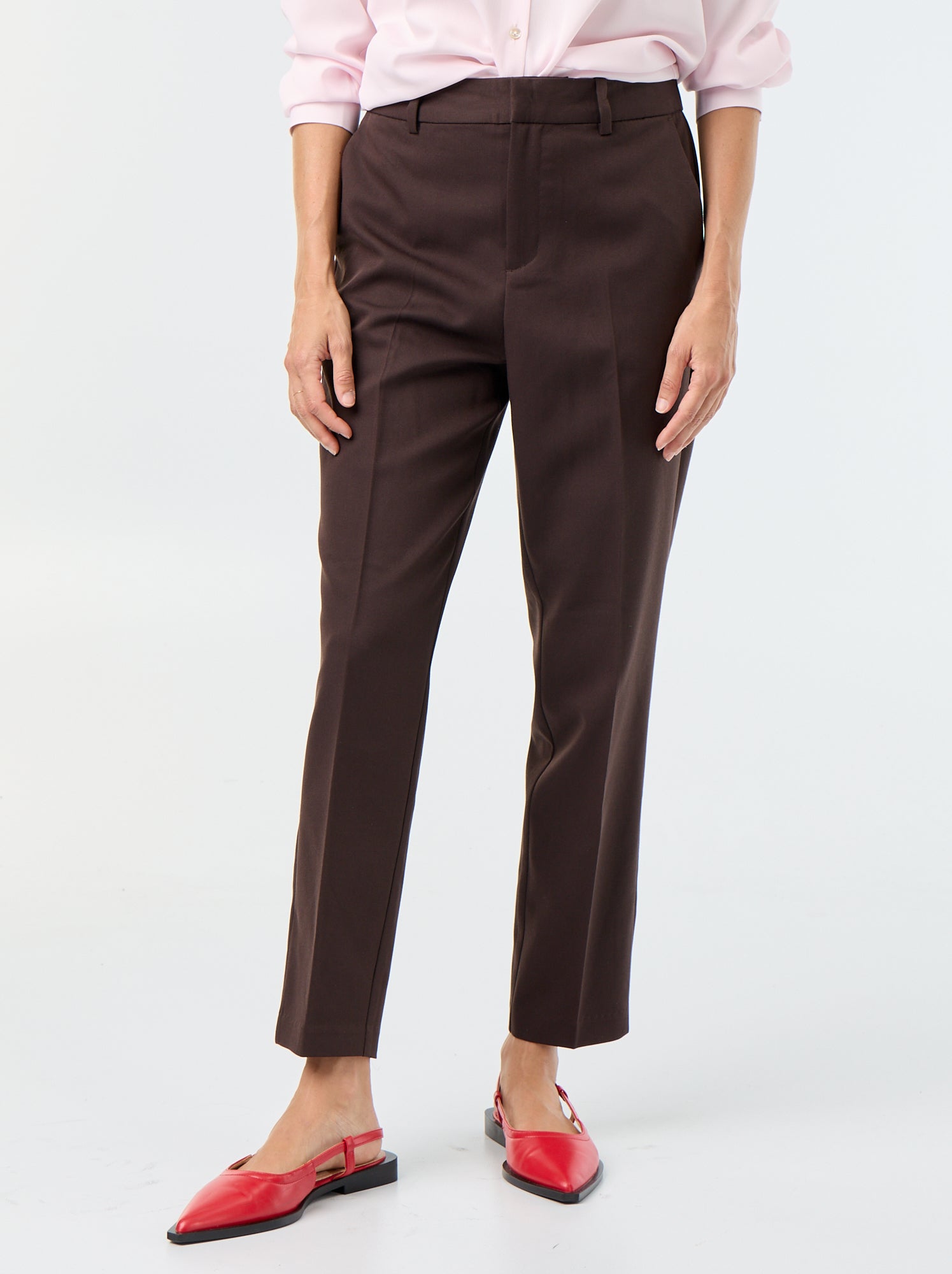 Pantalon en toile lourde à coupe cigarette pour femme - Marron