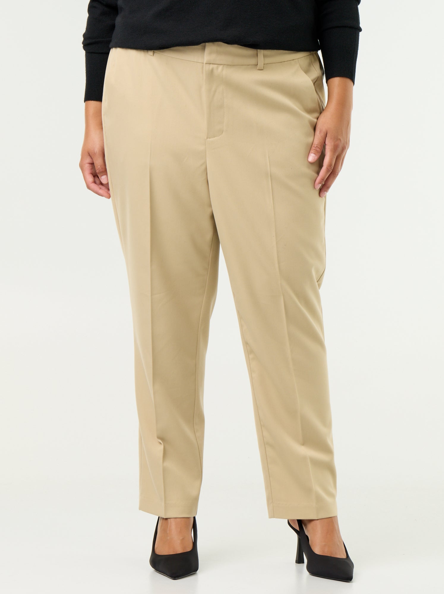 Pantalon cigarette uni - Beige
