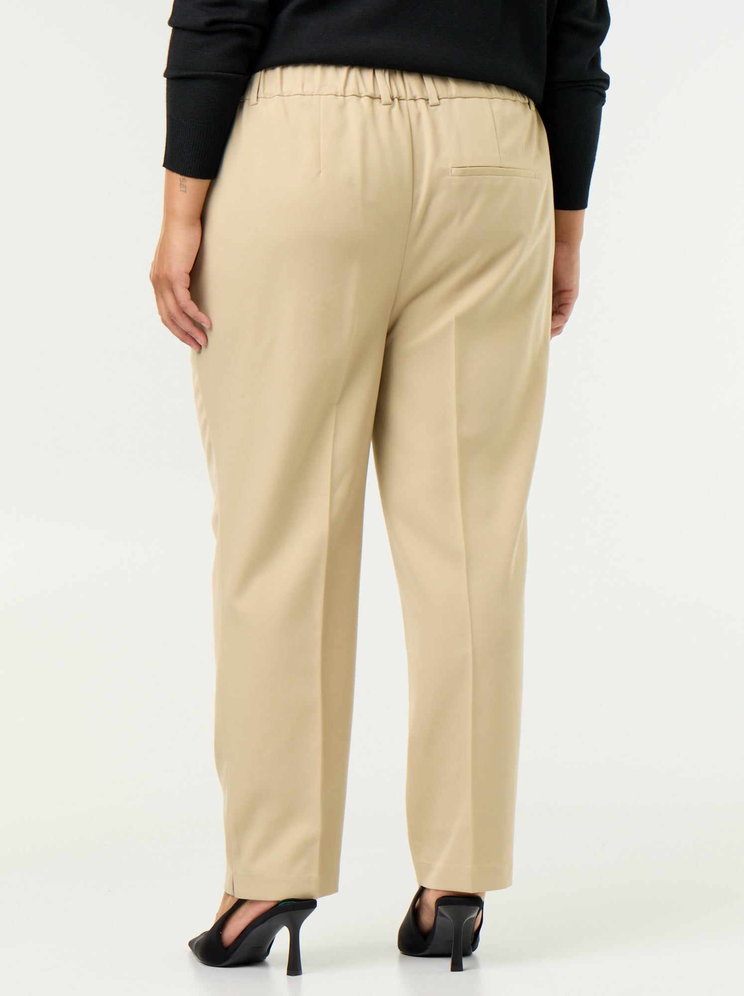 Pantalon cigarette uni - Beige