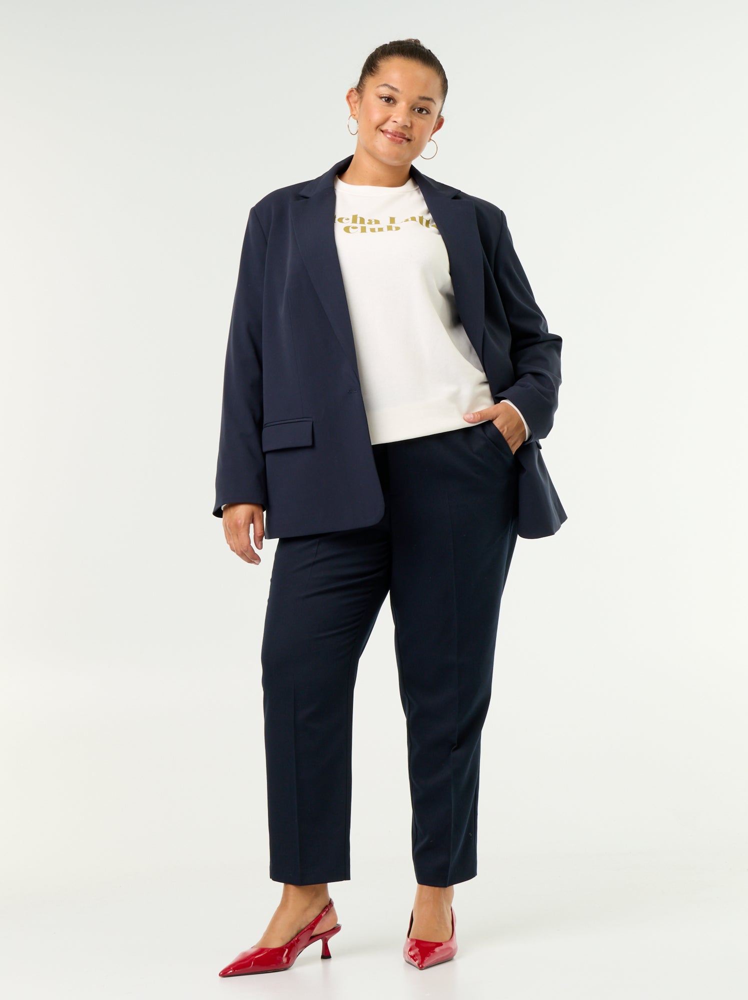 Pantalon cigarette uni - Bleu
