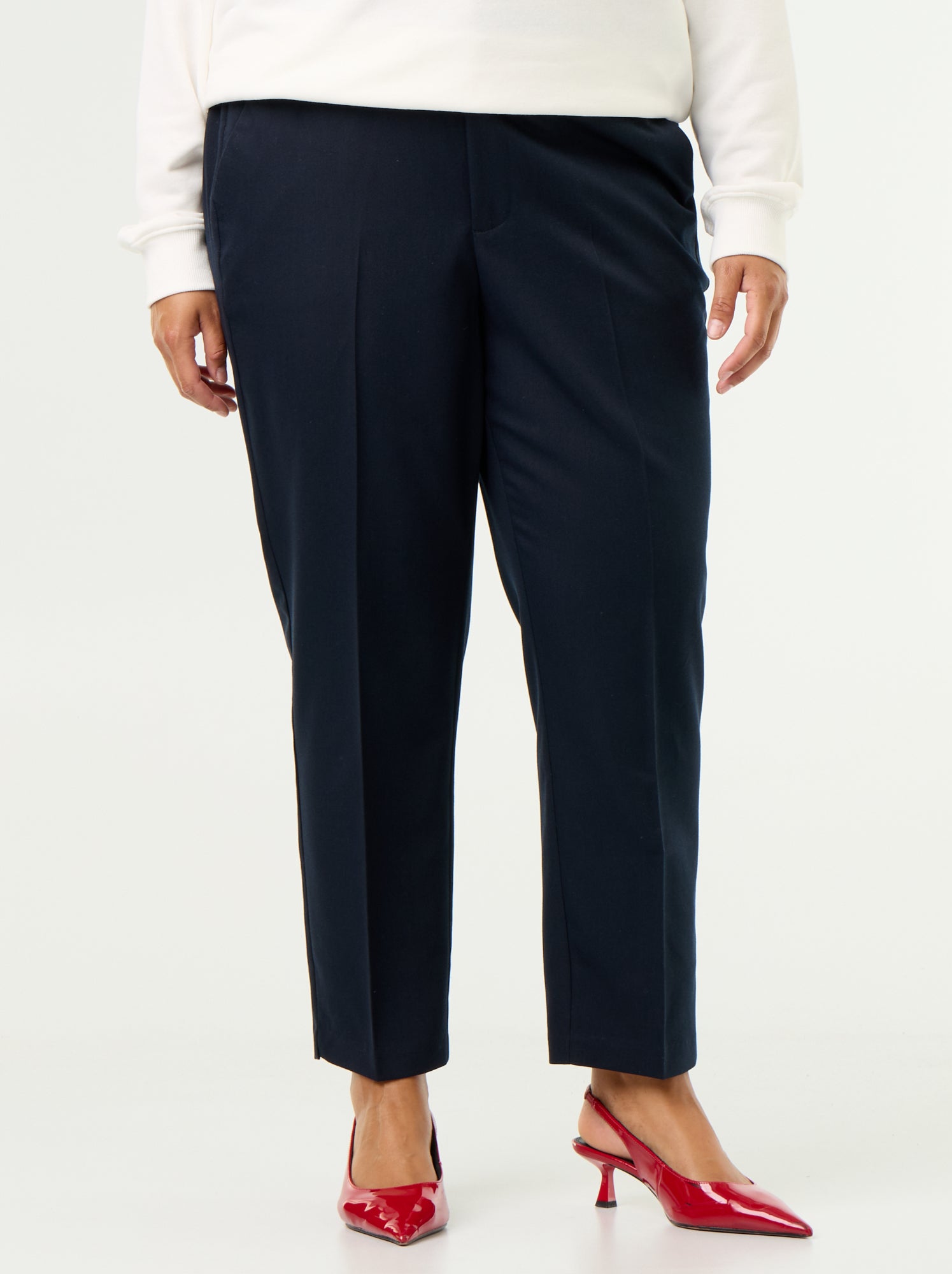 Pantalon cigarette uni - Bleu