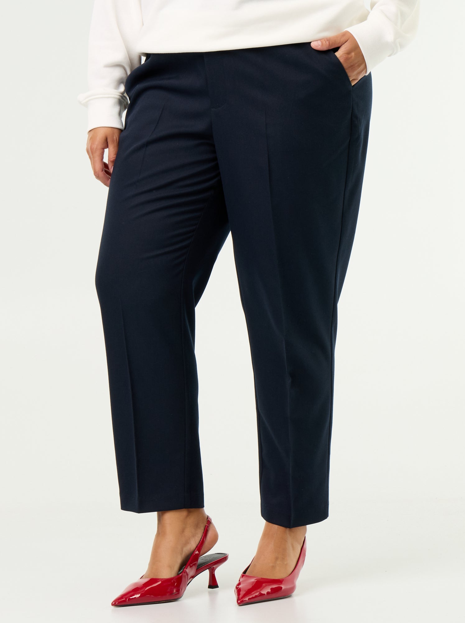 Pantalon cigarette uni - Bleu