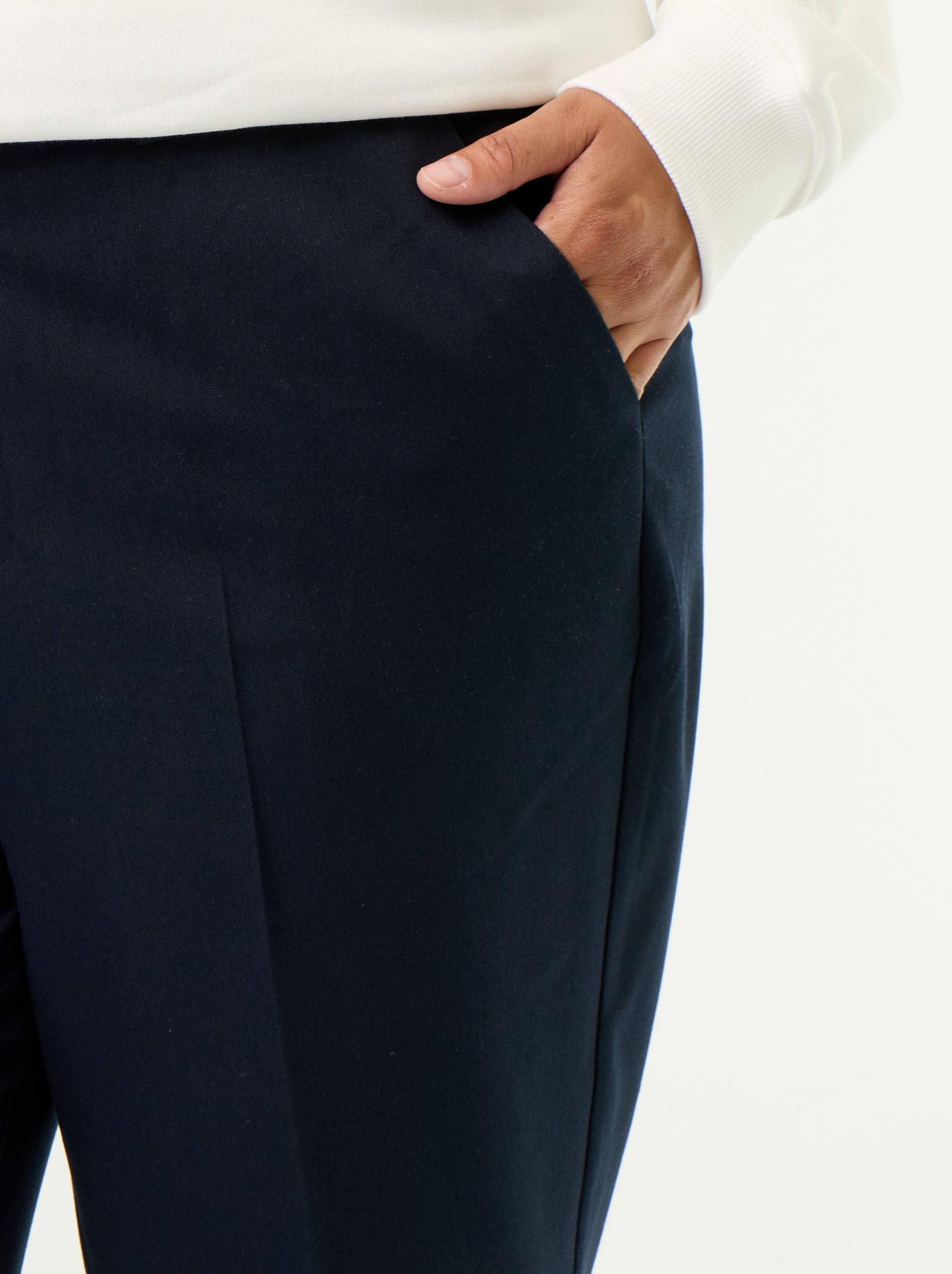 Pantalon cigarette uni - Bleu