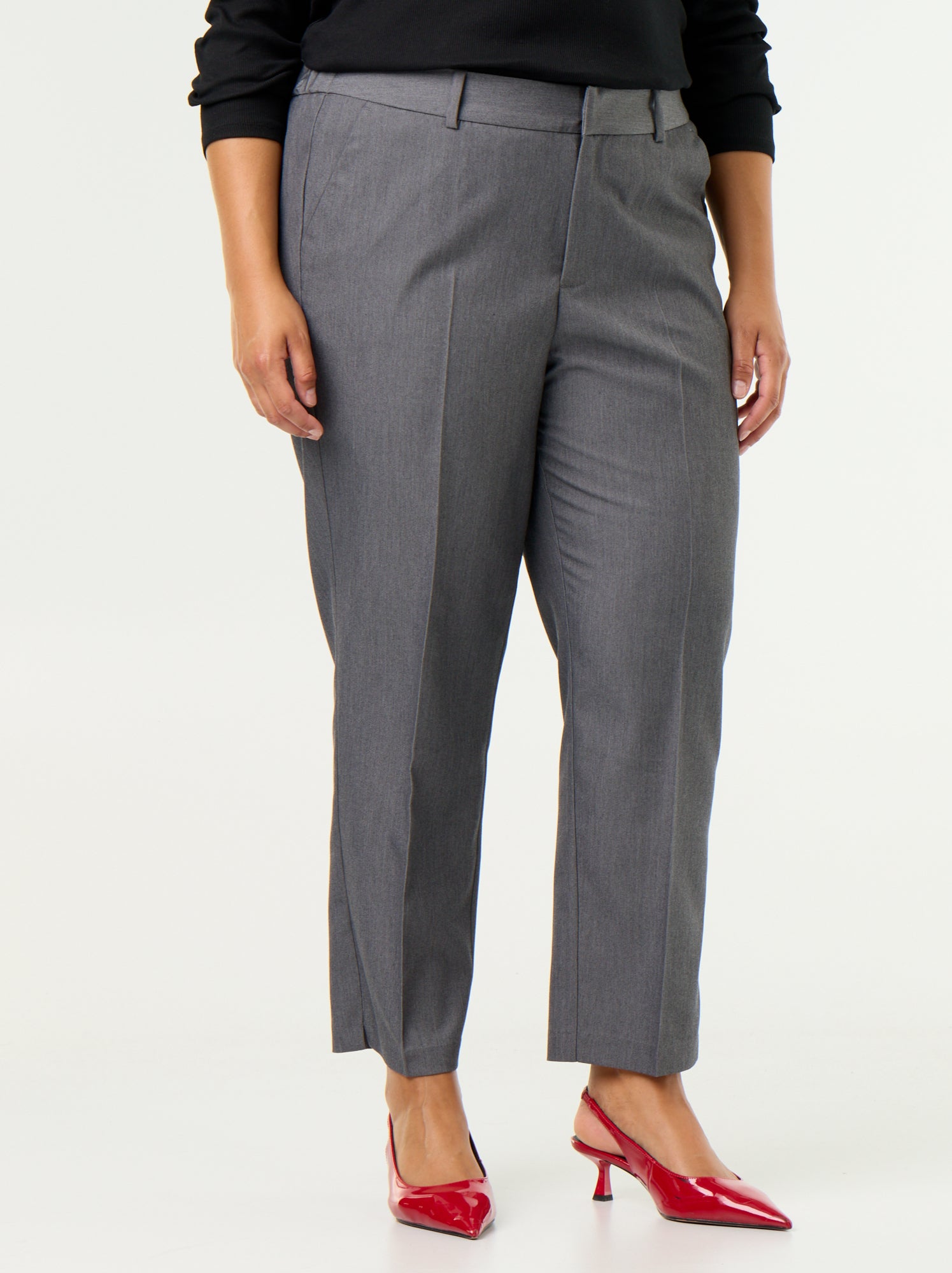Pantalon cigarette uni - Gris