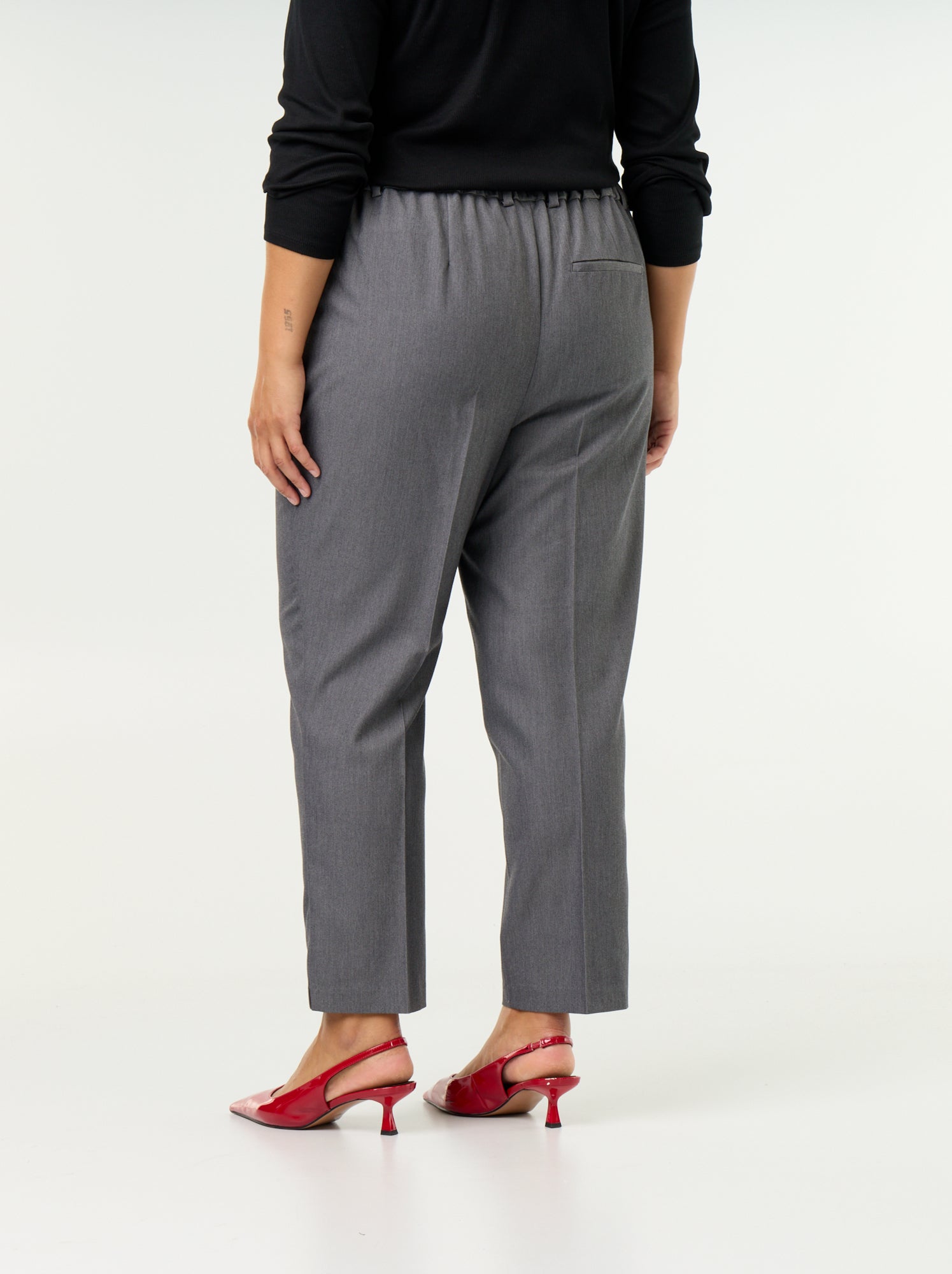 Pantalon cigarette uni - Gris