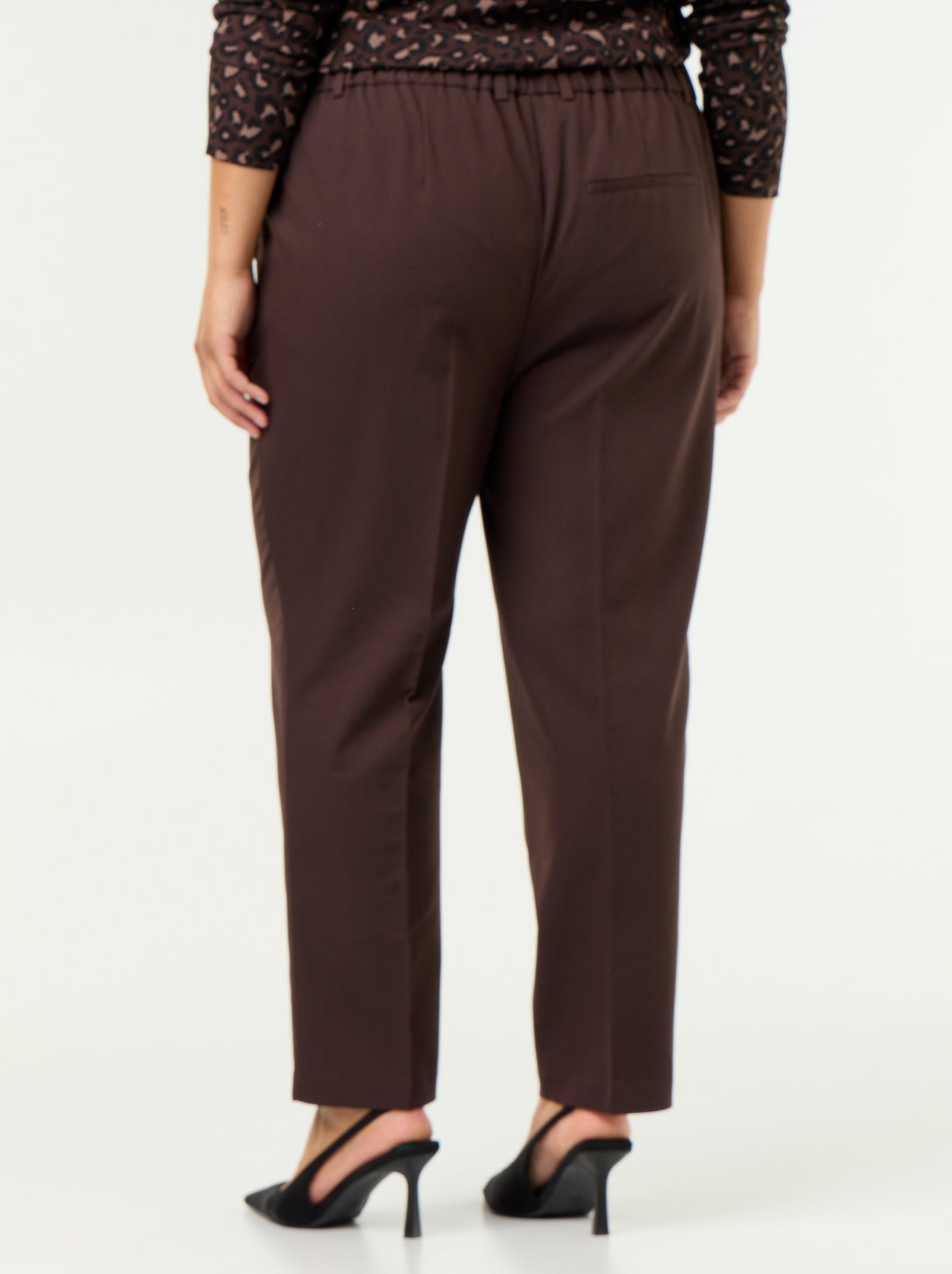 Pantalon cigarette uni - Marron
