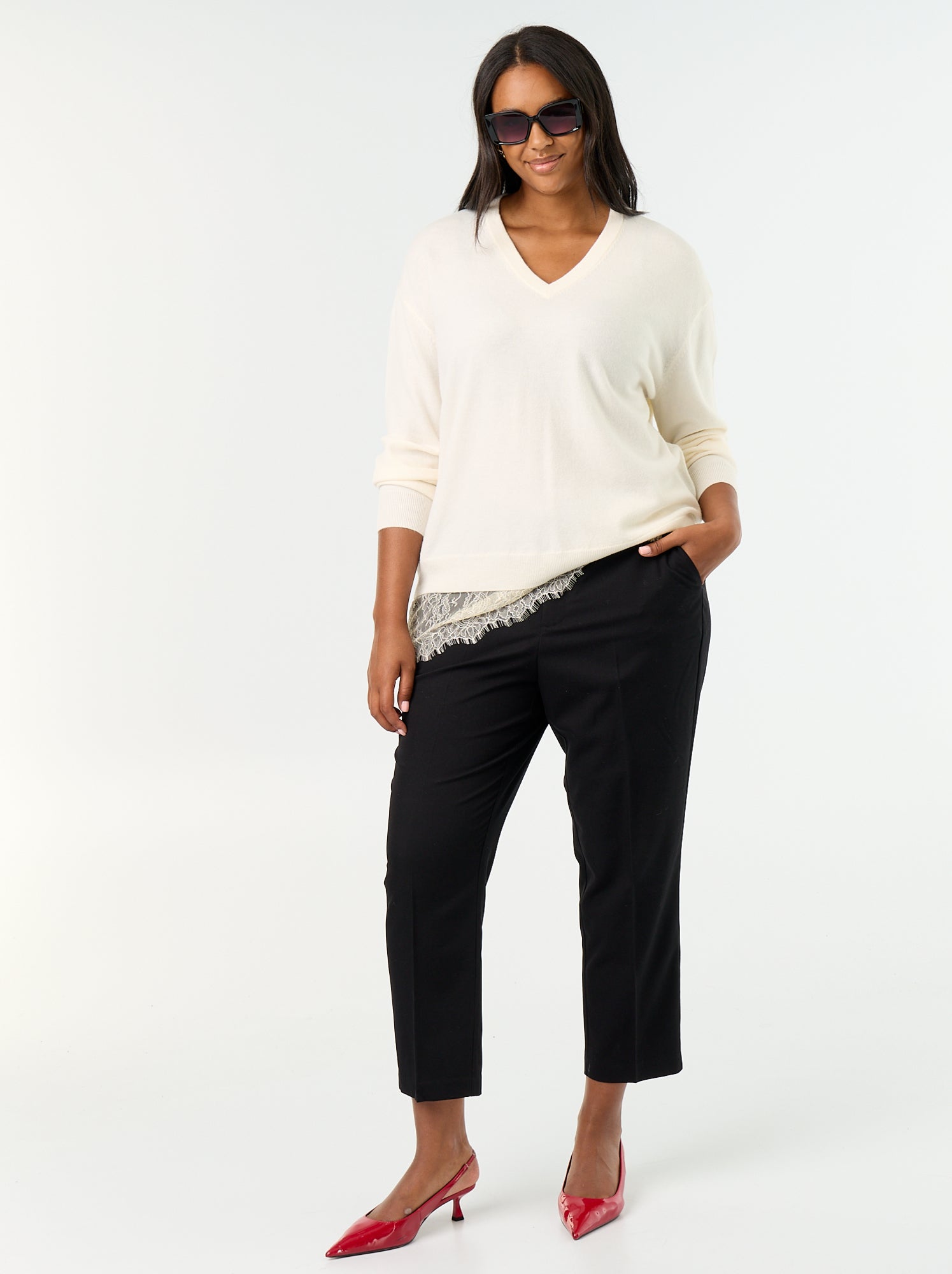 Pantalon cigarette uni - Noir