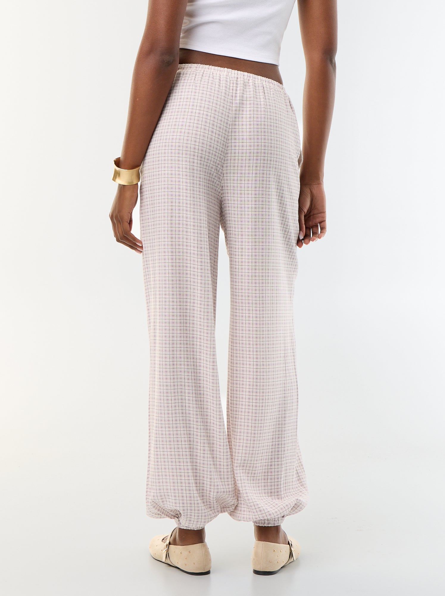 Pantalon coupe balloon uni avec 2 poches - Violet