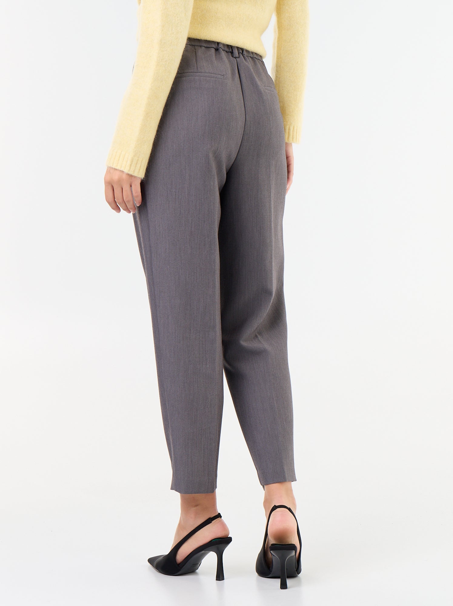 Pantalon coupe carotte taille haute - Gris