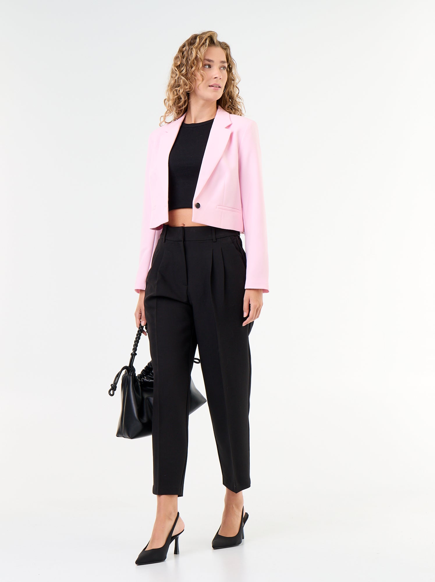 Pantalon coupe carotte taille haute - Noir