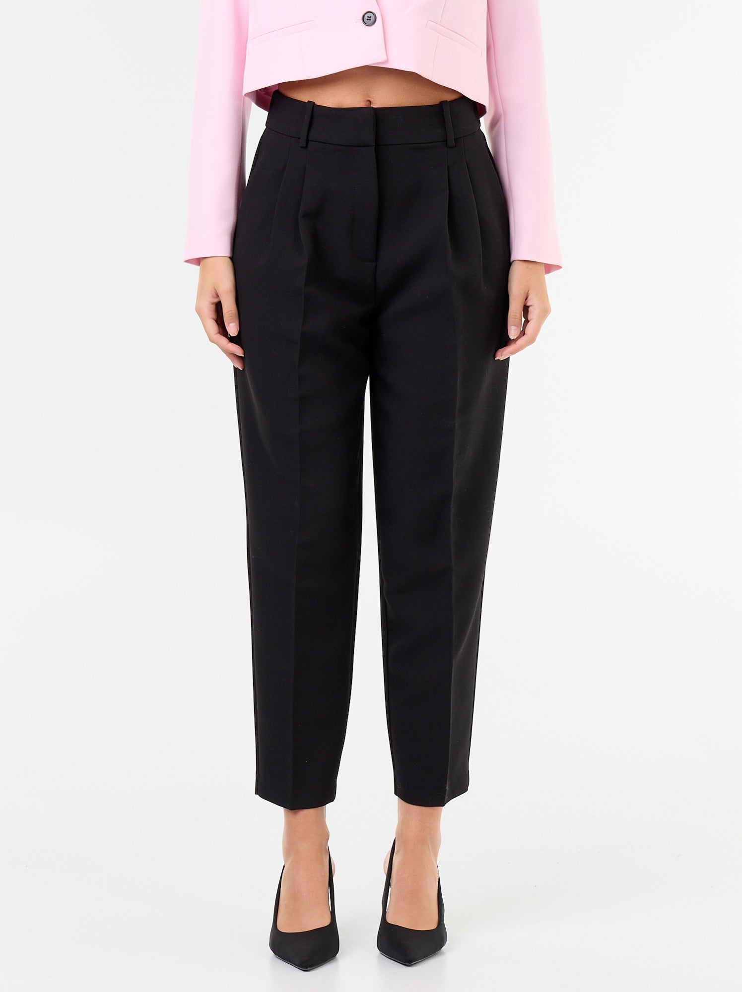 Pantalon coupe carotte taille haute - Noir
