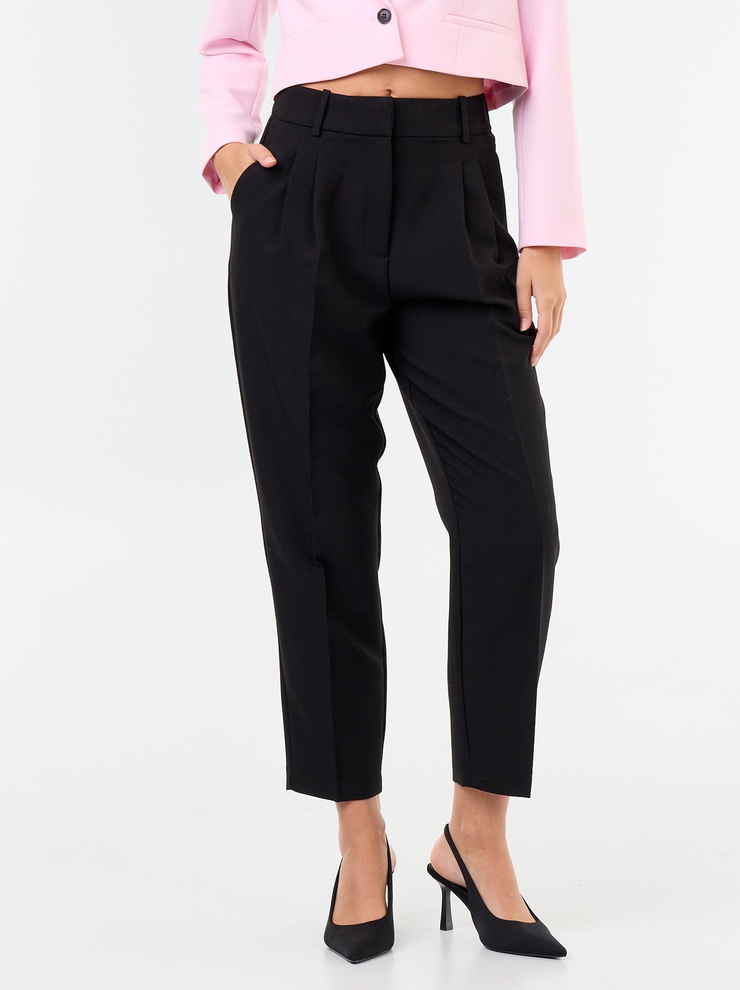 Pantalon coupe carotte taille haute - Noir