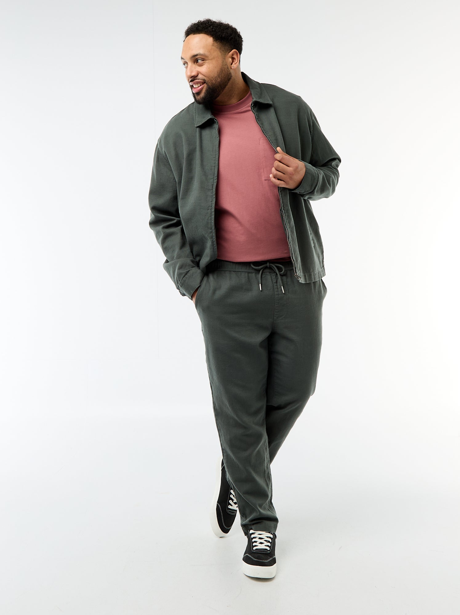 Pantalon coupe droite esprit jogpant - Vert