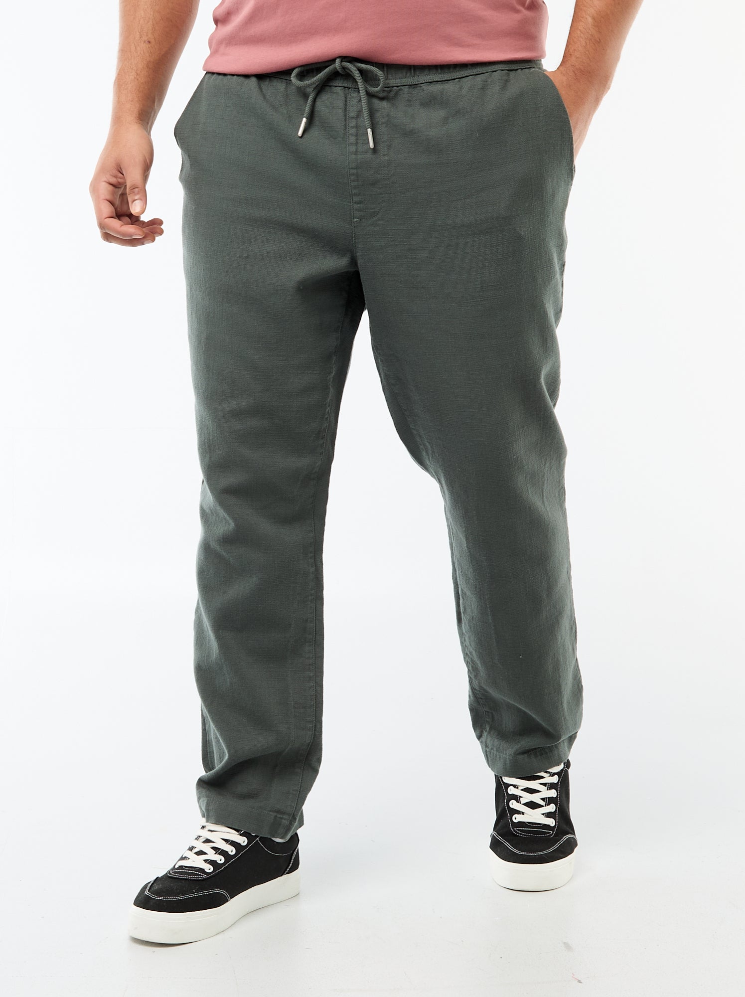 Pantalon coupe droite esprit jogpant - Vert