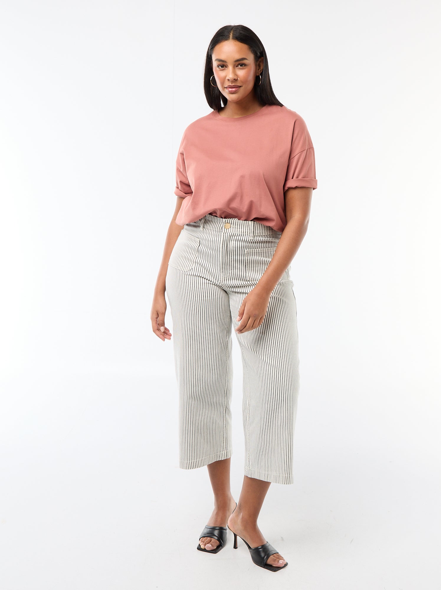 Pantalon coupe large / wide leg taille standard - Blanc