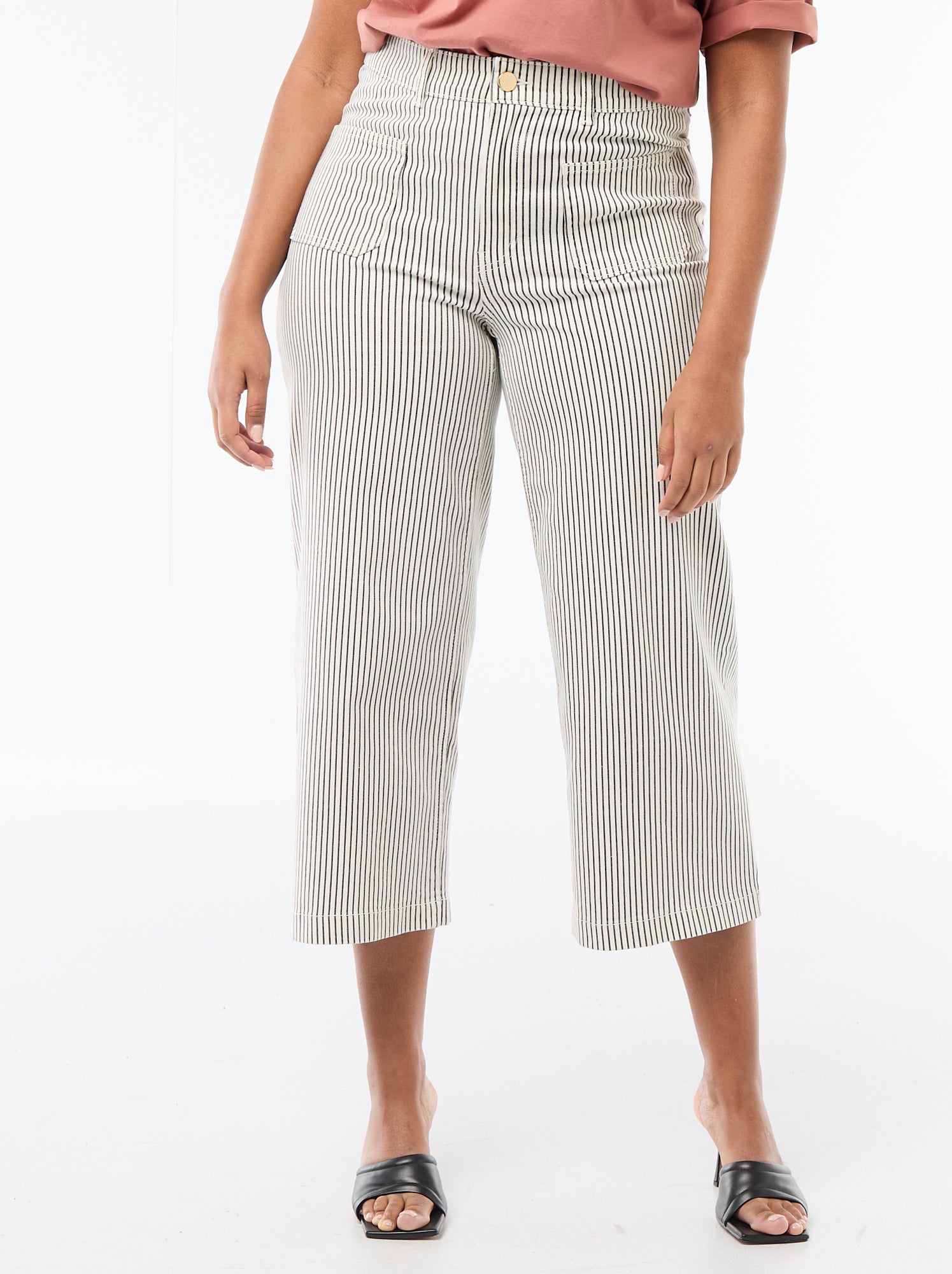 Pantalon coupe large / wide leg taille standard - Blanc