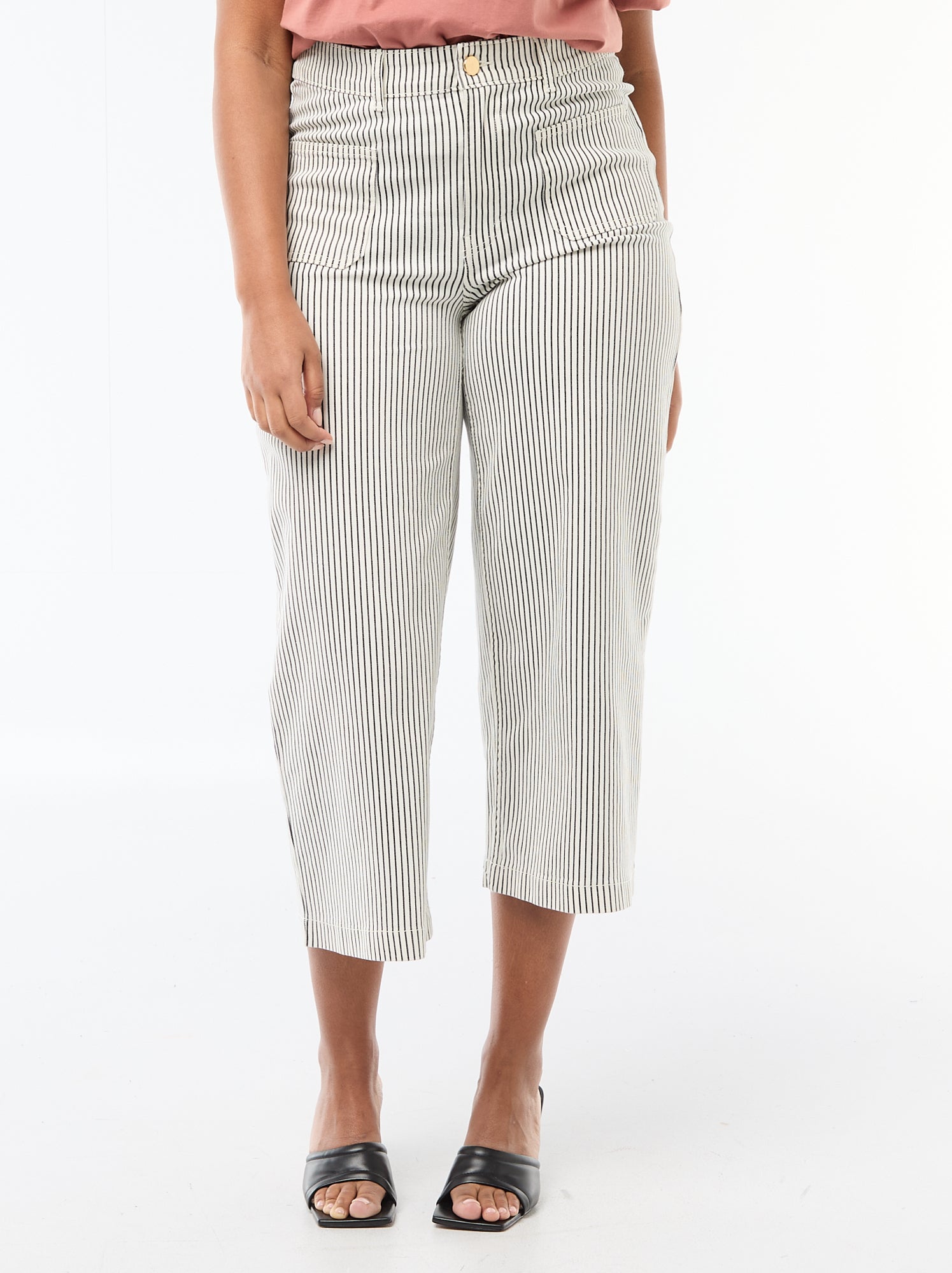 Pantalon coupe large / wide leg taille standard - Blanc