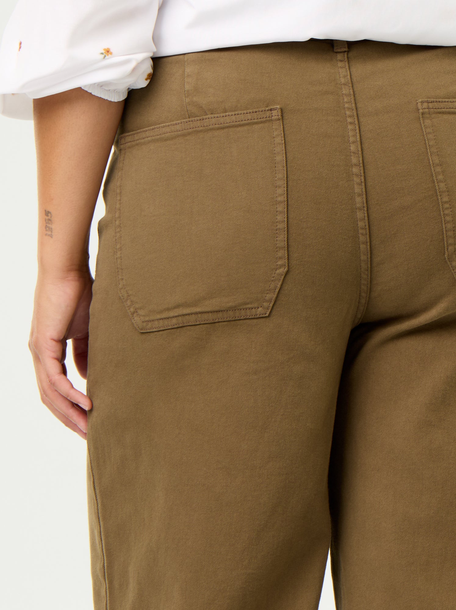 Pantalon coupe large / wide leg taille standard - Kaki