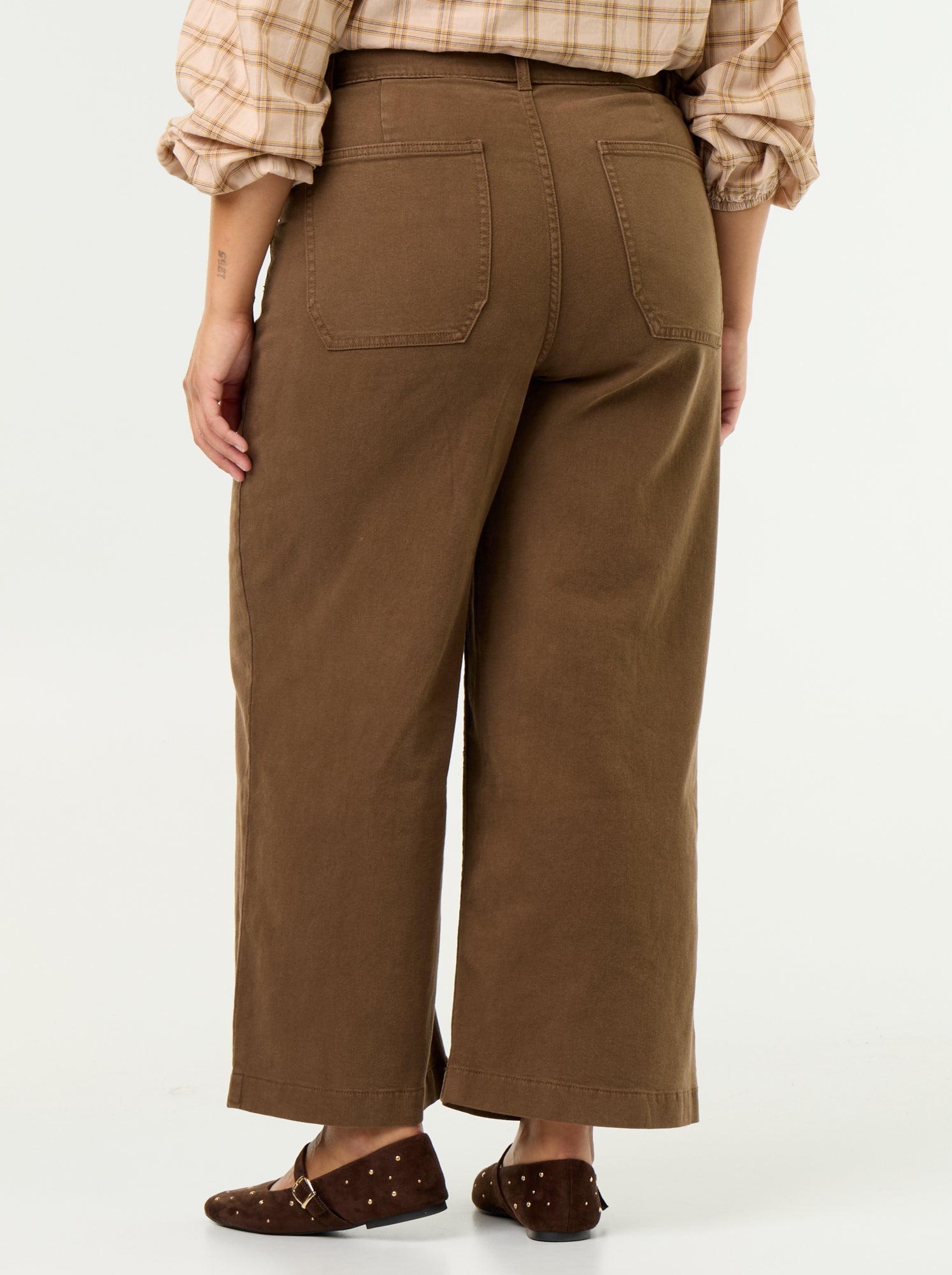 Pantalon coupe large / wide leg taille standard - Marron