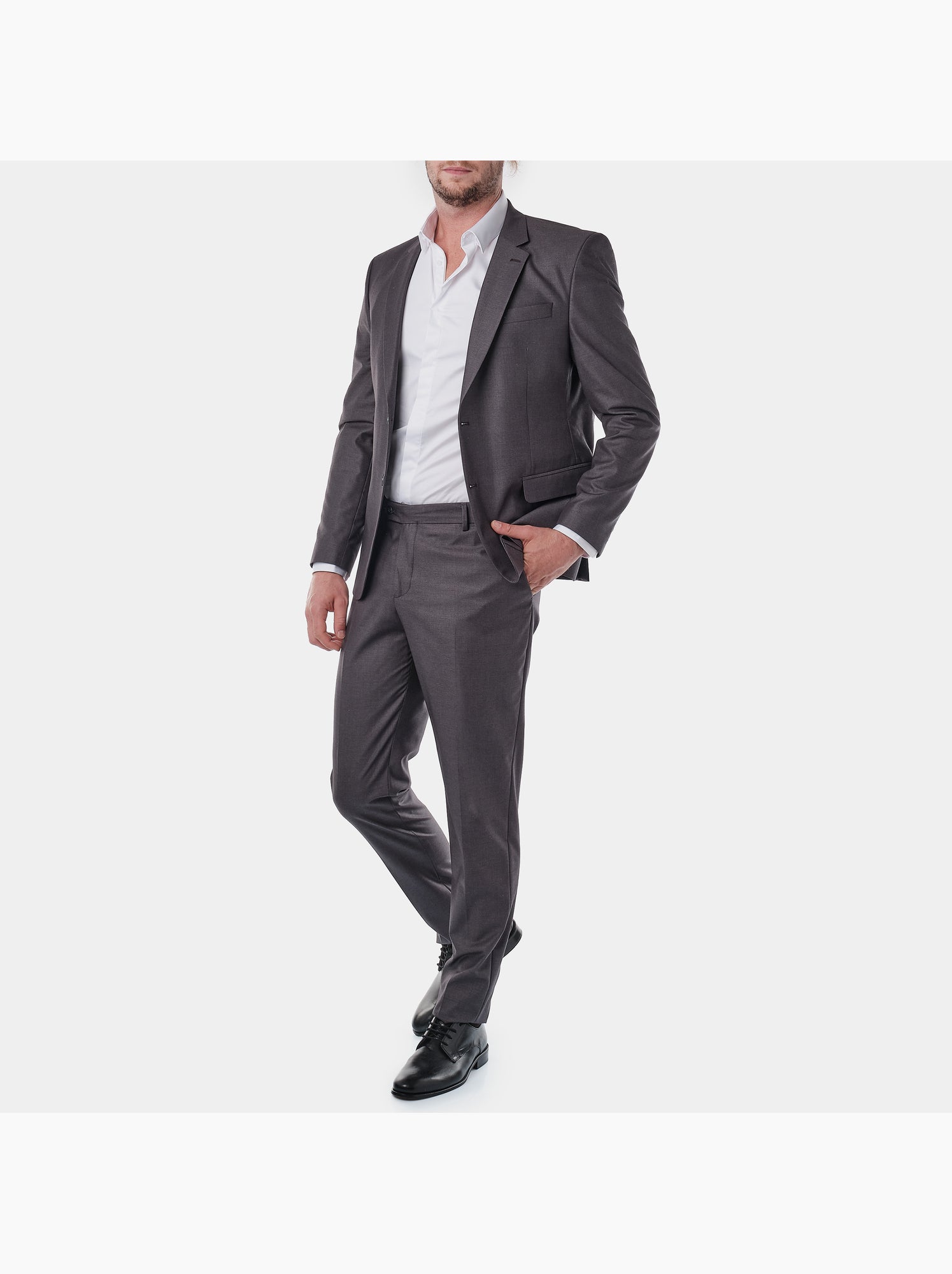 Chemise à manches courtes unie - gris anthracite