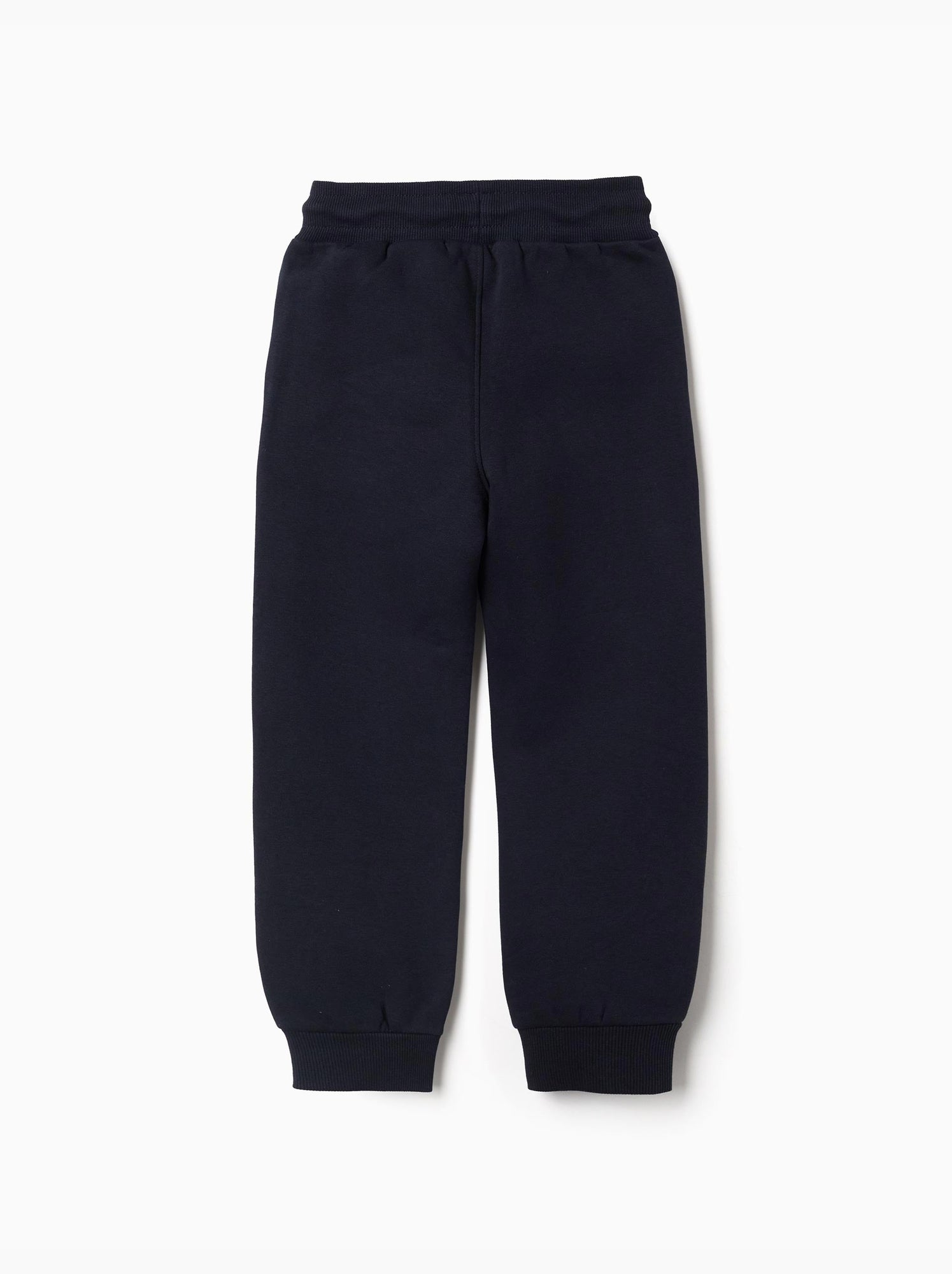 Pantalon de jogging ajusté en coton peigné avec imprimé - Bleu foncé