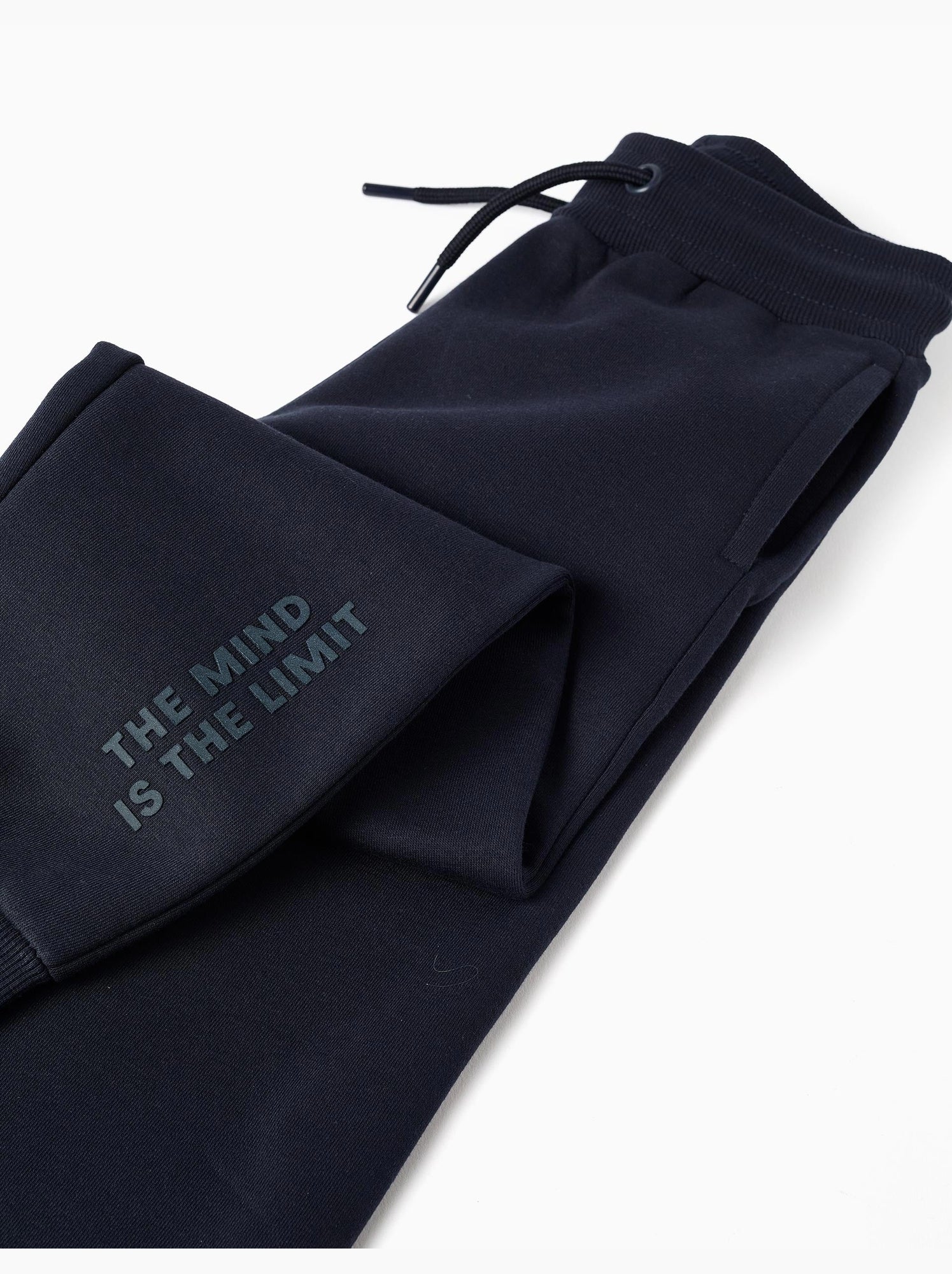 Pantalon de jogging ajusté en coton peigné avec imprimé - Bleu foncé