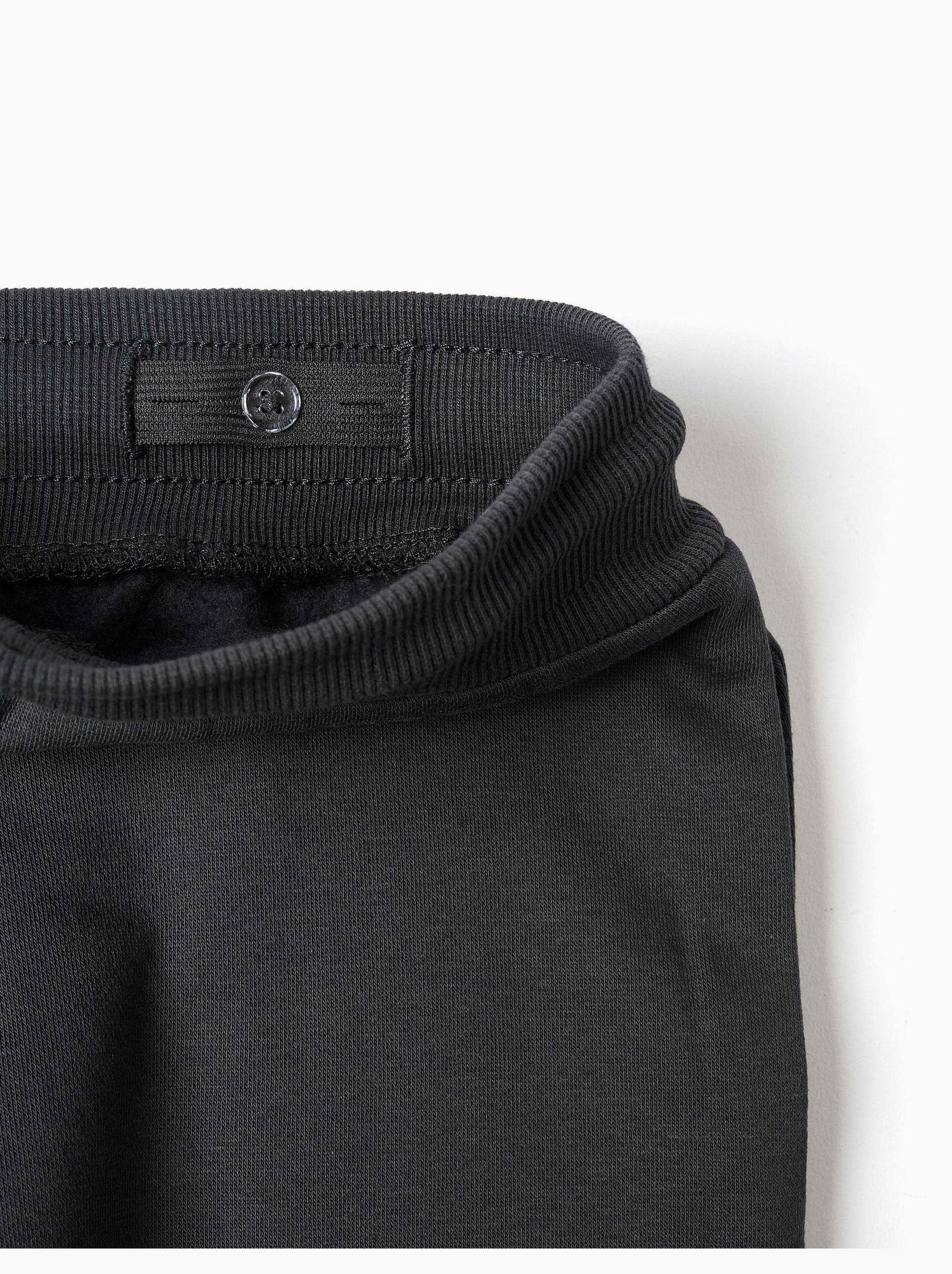 Pantalon de jogging ajusté en coton peigné avec imprimé - Gris foncé