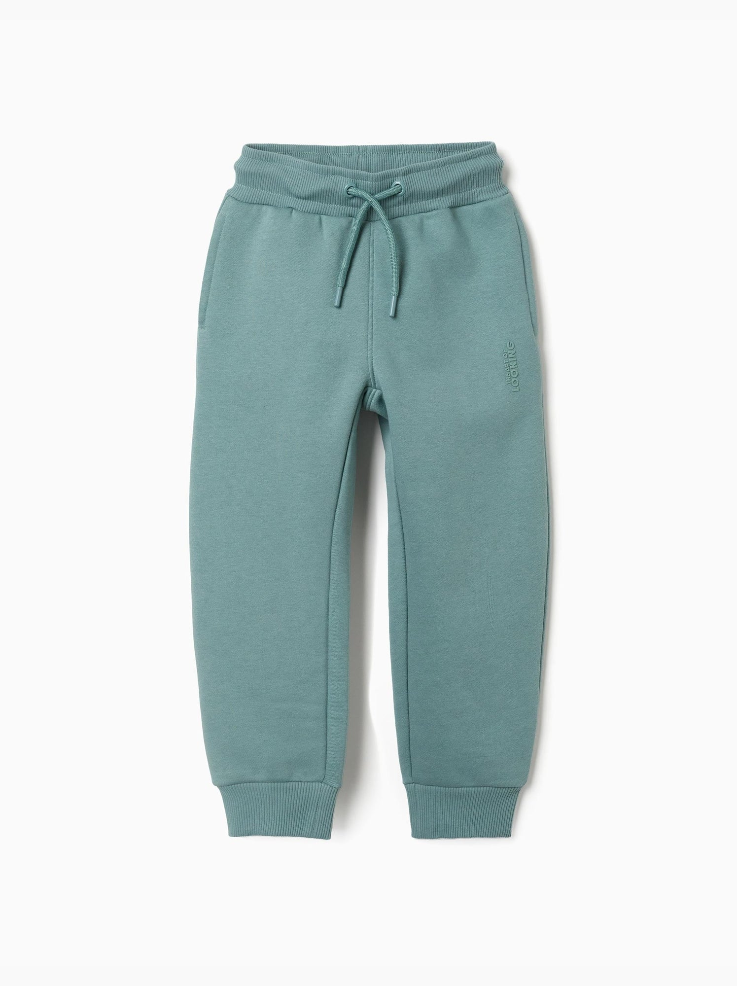 Pantalon de jogging ajusté en coton peigné avec imprimé - Vert clair