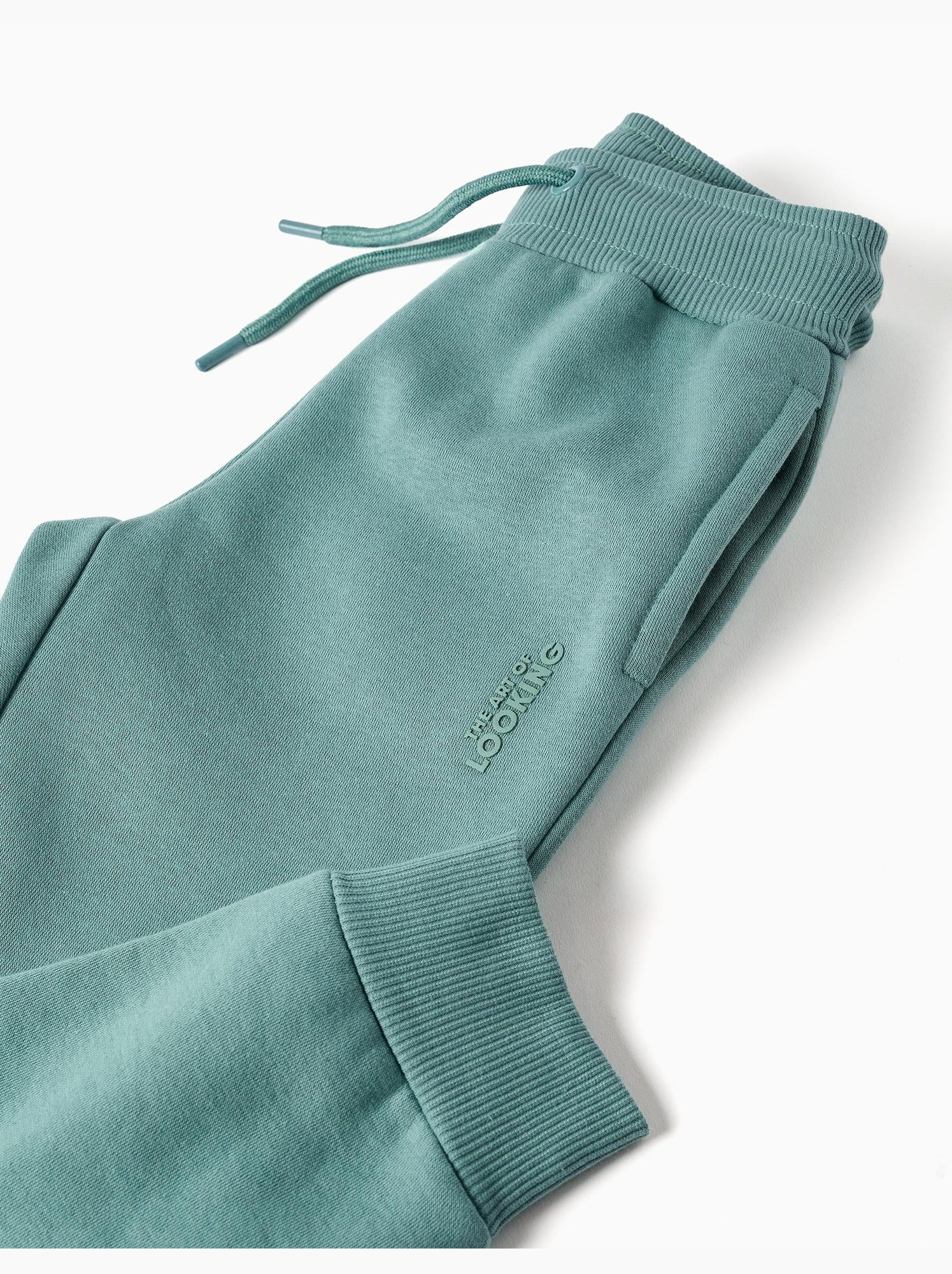 Pantalon de jogging ajusté en coton peigné avec imprimé - Vert clair