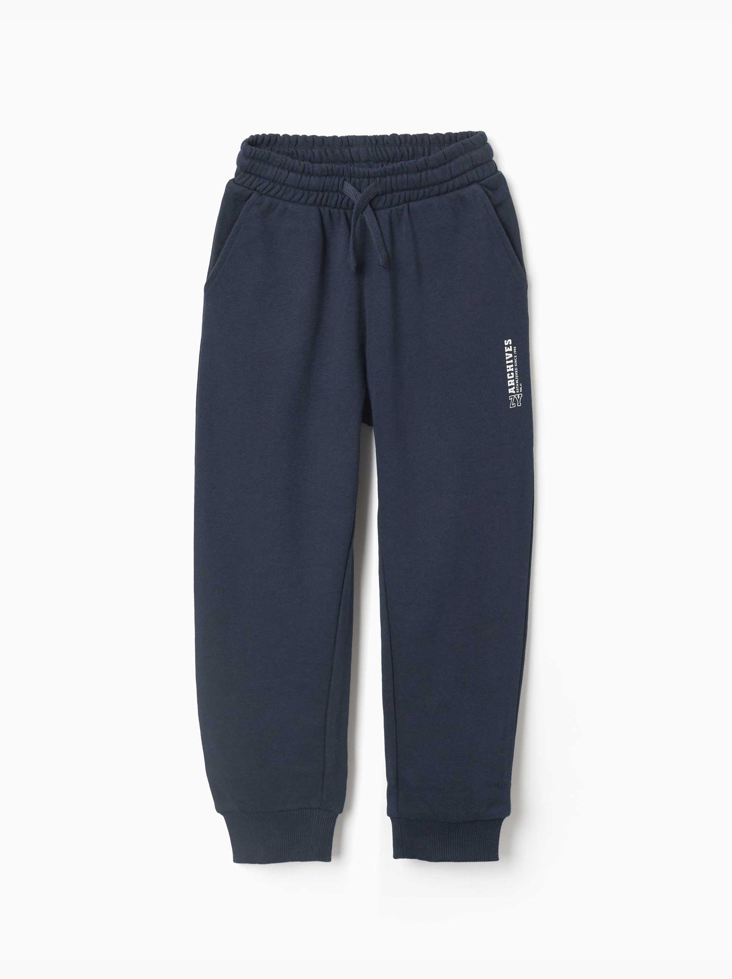 Pantalon de jogging ajusté en molleton avec poches et imprimé zy - Bleu foncé