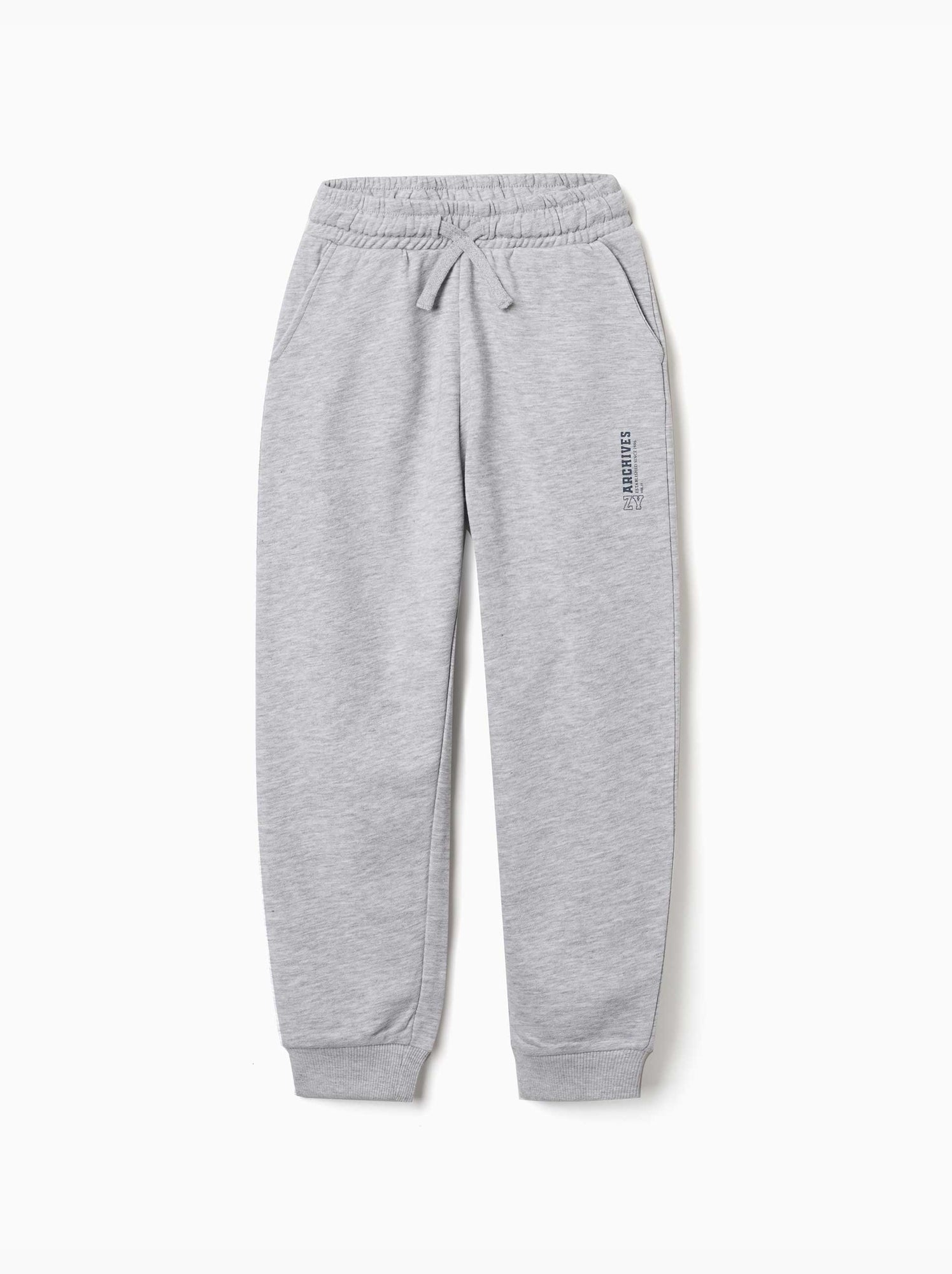 Pantalon de jogging ajusté en molleton avec poches et imprimé zy - Gris clair