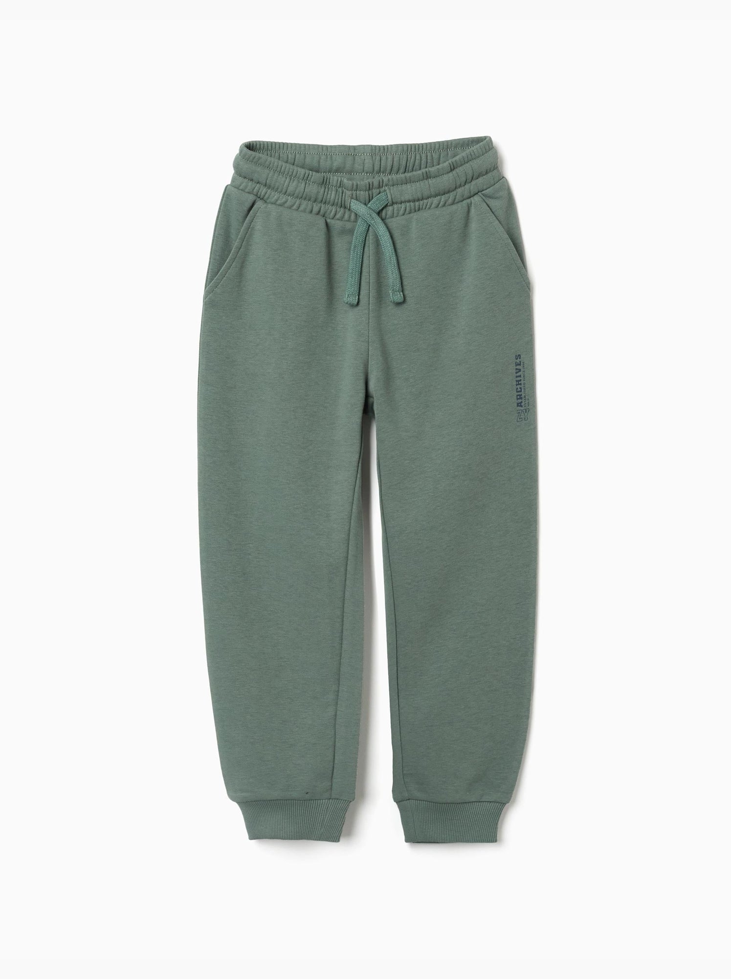 Pantalon de jogging ajusté en molleton avec poches et imprimé zy - Vert foncé