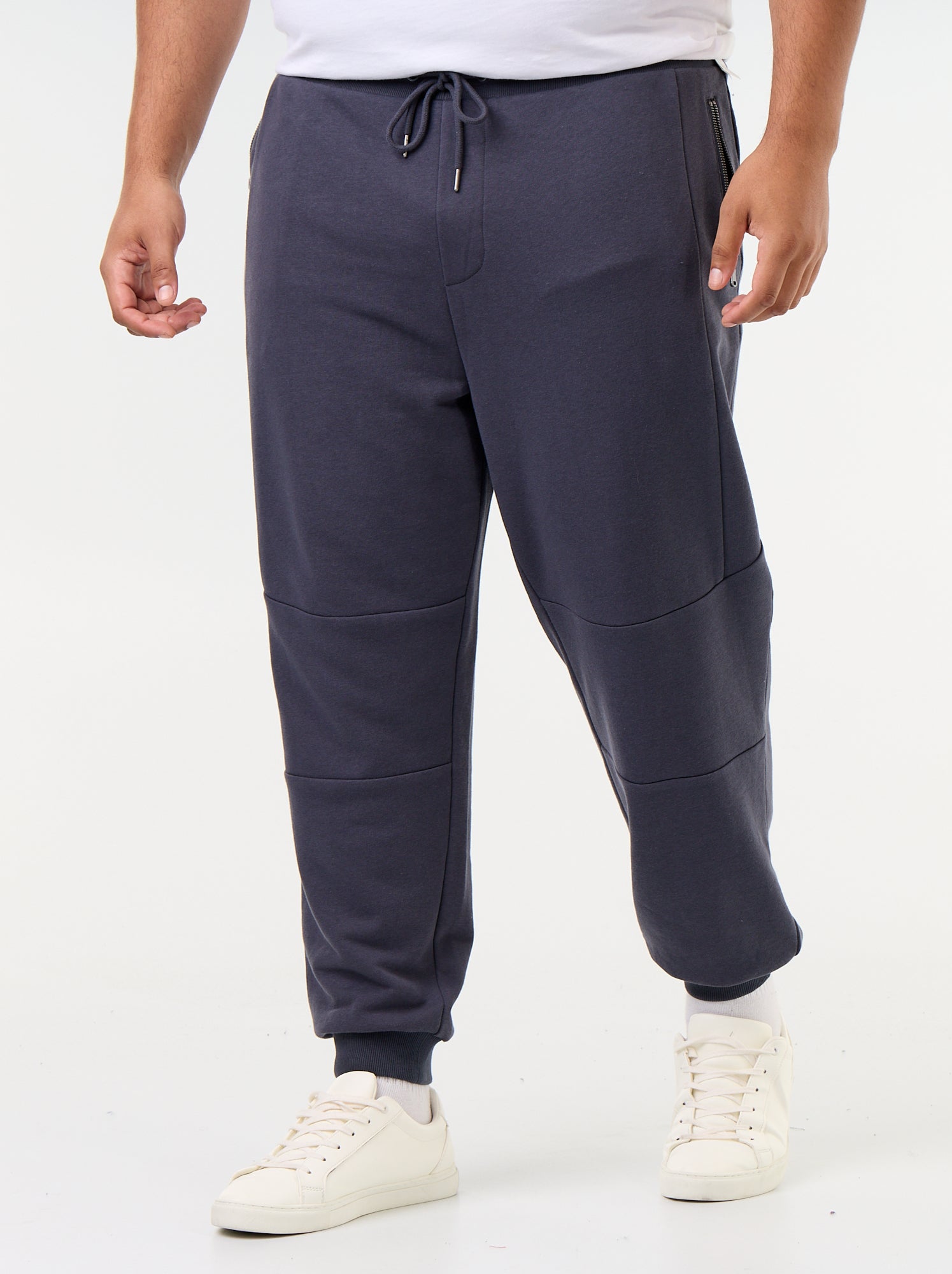 Pantalon de jogging avec bas resserré et poches zippées - Bleu