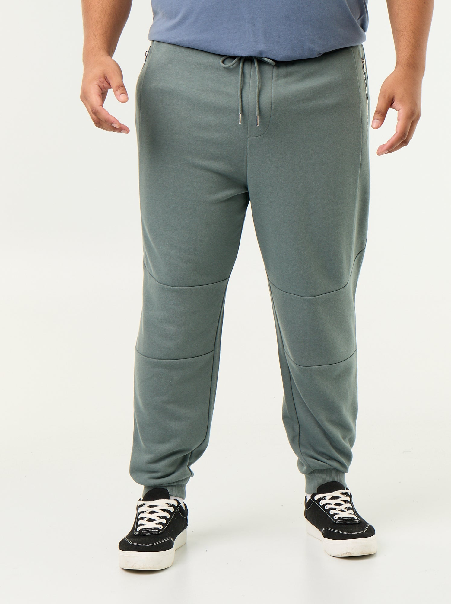 Pantalon de jogging avec bas resserré et poches zippées - Vert