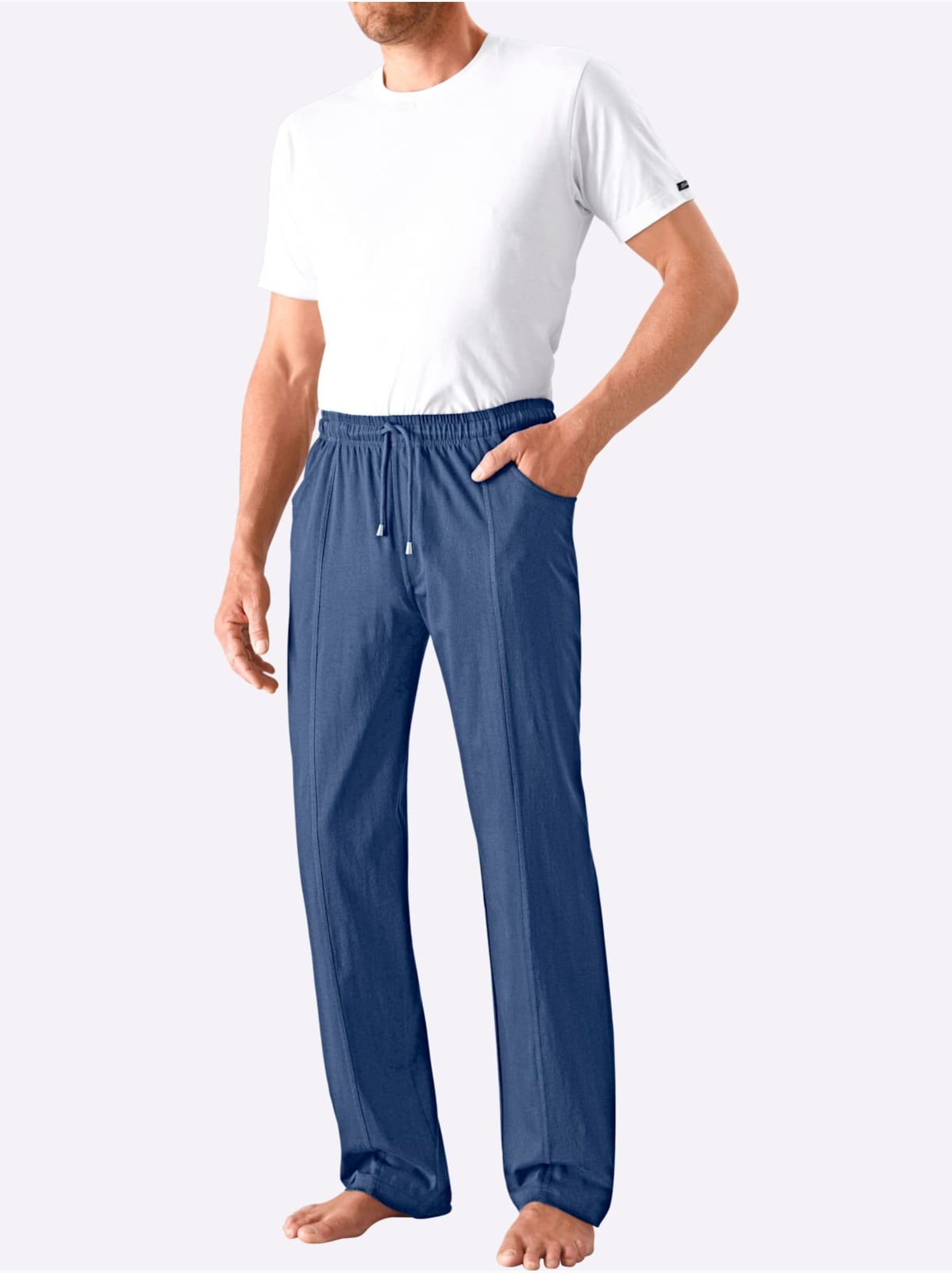 Pantalon de jogging ceinture élastique confortable - taille standard - moda vilona - Bleu jean