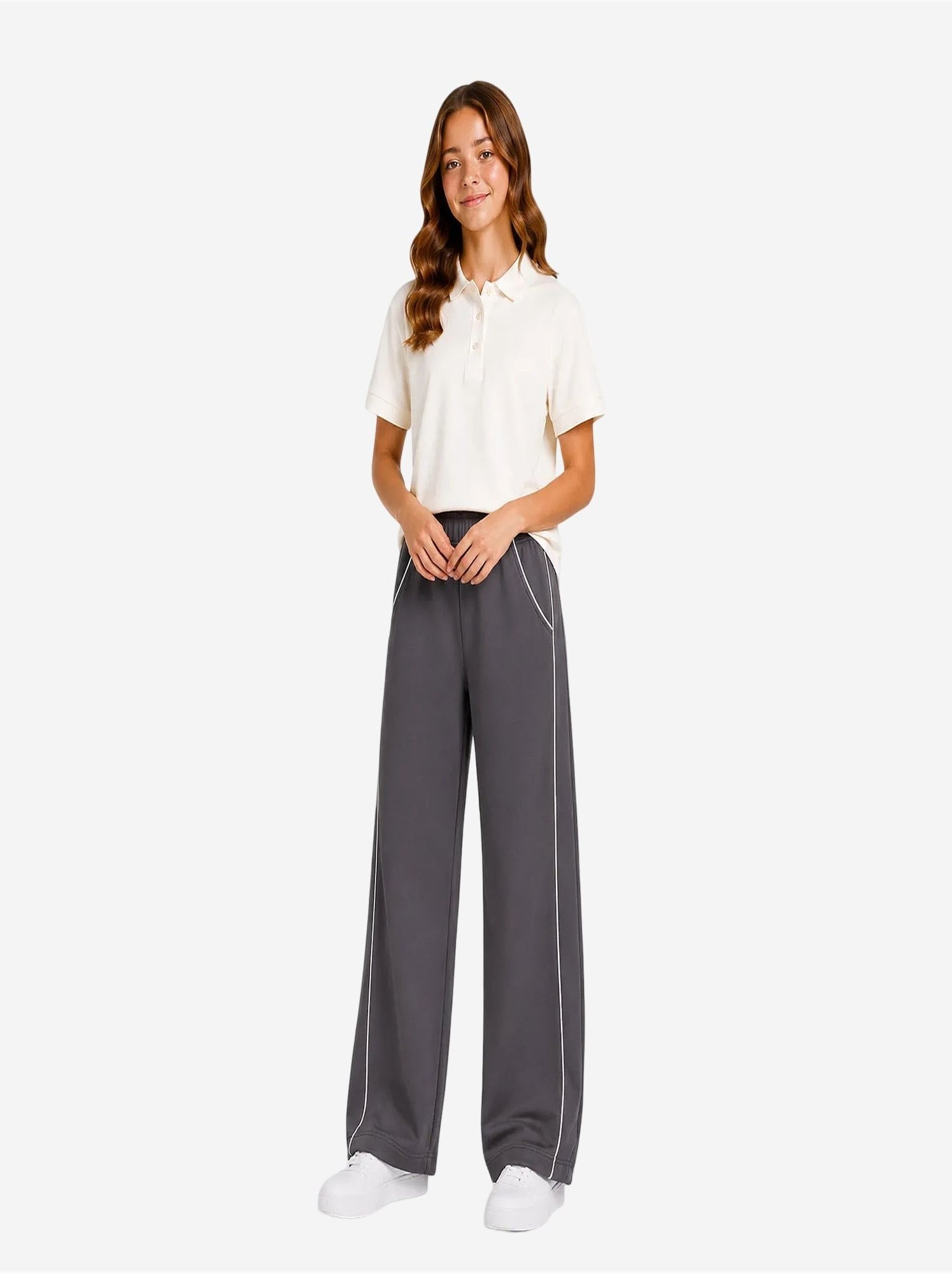 Pantalon de jogging jeunesse à taille élastique jambe large tommy - Gris Noir