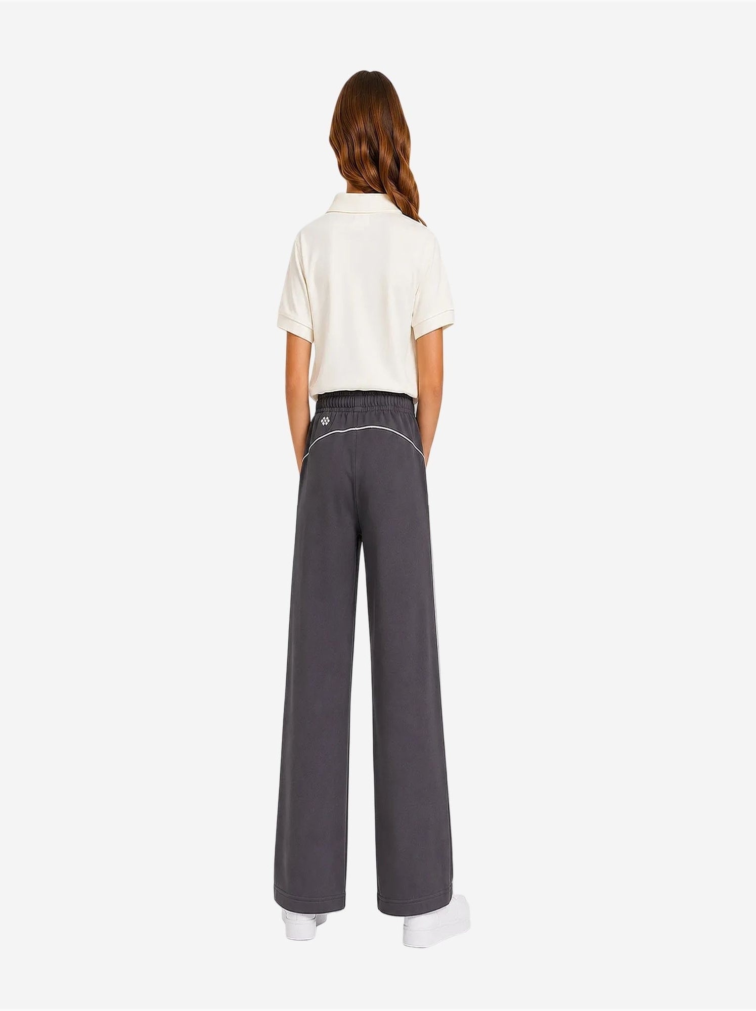 Pantalon de jogging jeunesse à taille élastique jambe large tommy - Gris Noir