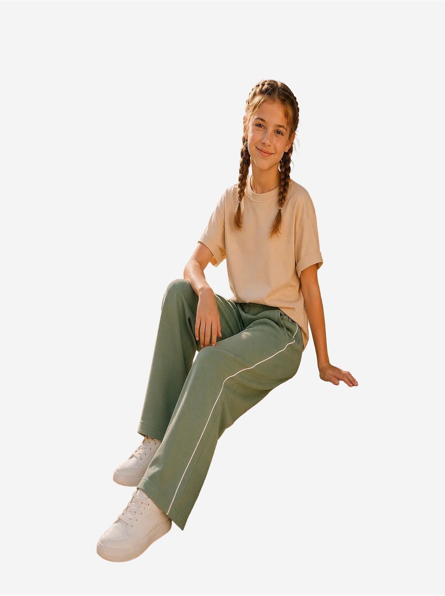 Pantalon de jogging jeunesse à taille élastique jambe large tommy - Kaki