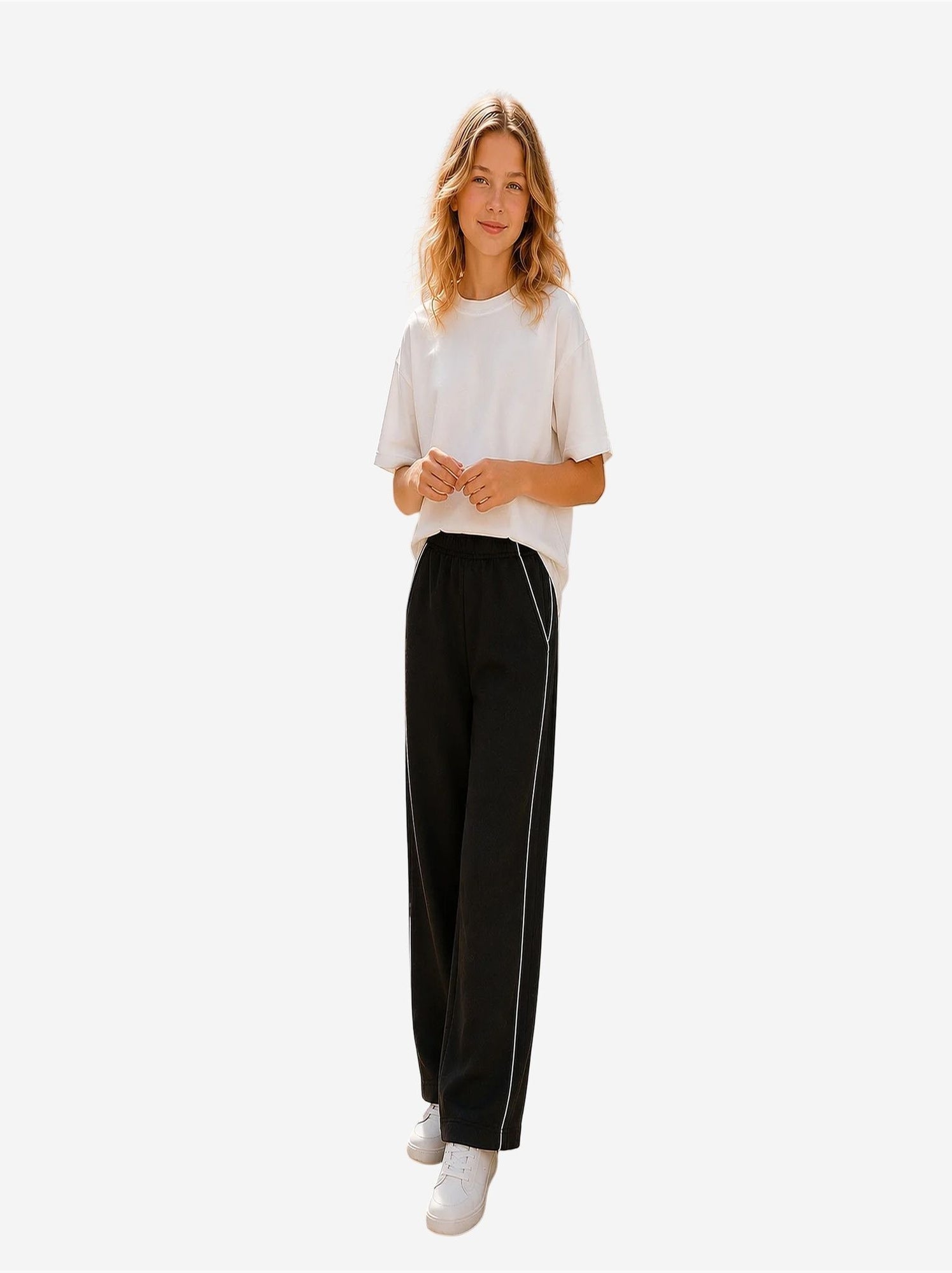 Pantalon de jogging jeunesse à taille élastique jambe large tommy - Noir