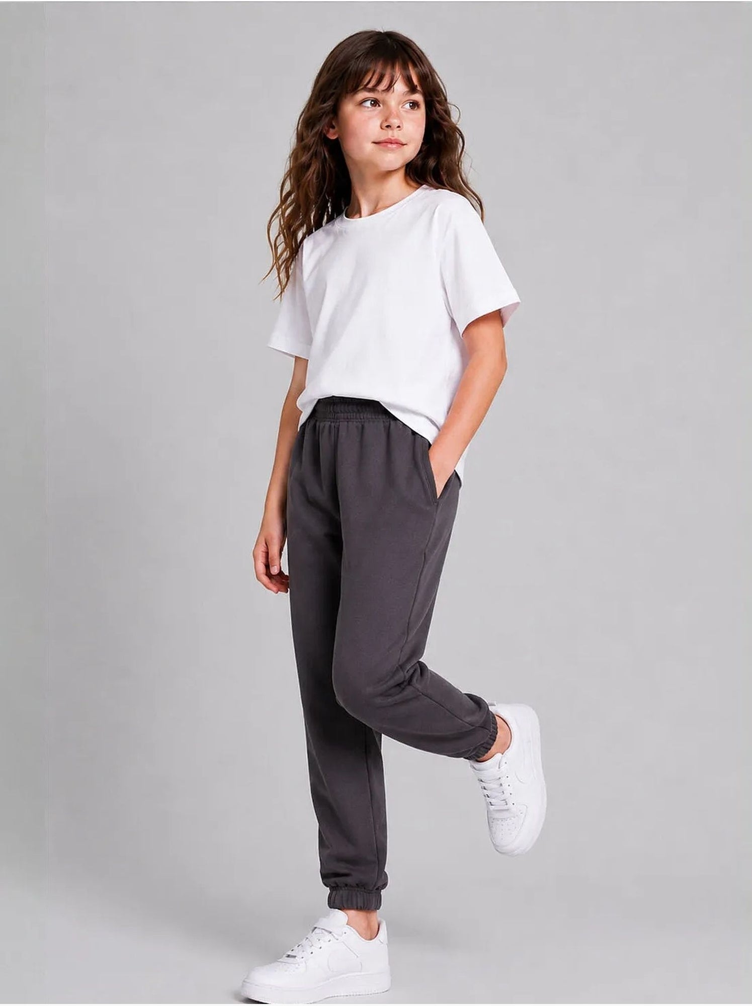 Pantalon de jogging unisexe junior à jambe fuselée tommy - Gris Noir