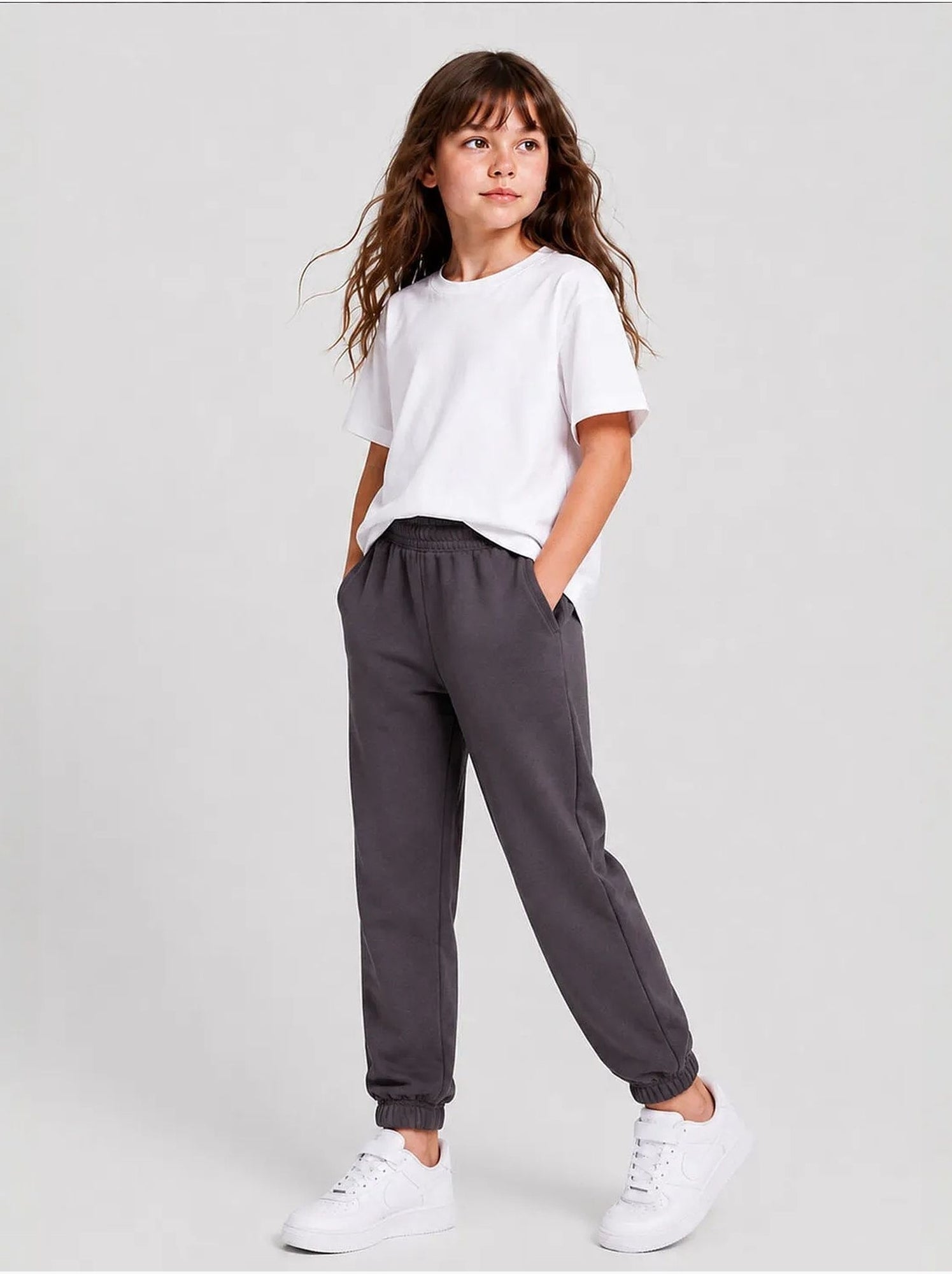 Pantalon de jogging unisexe junior à jambe fuselée tommy - Gris Noir