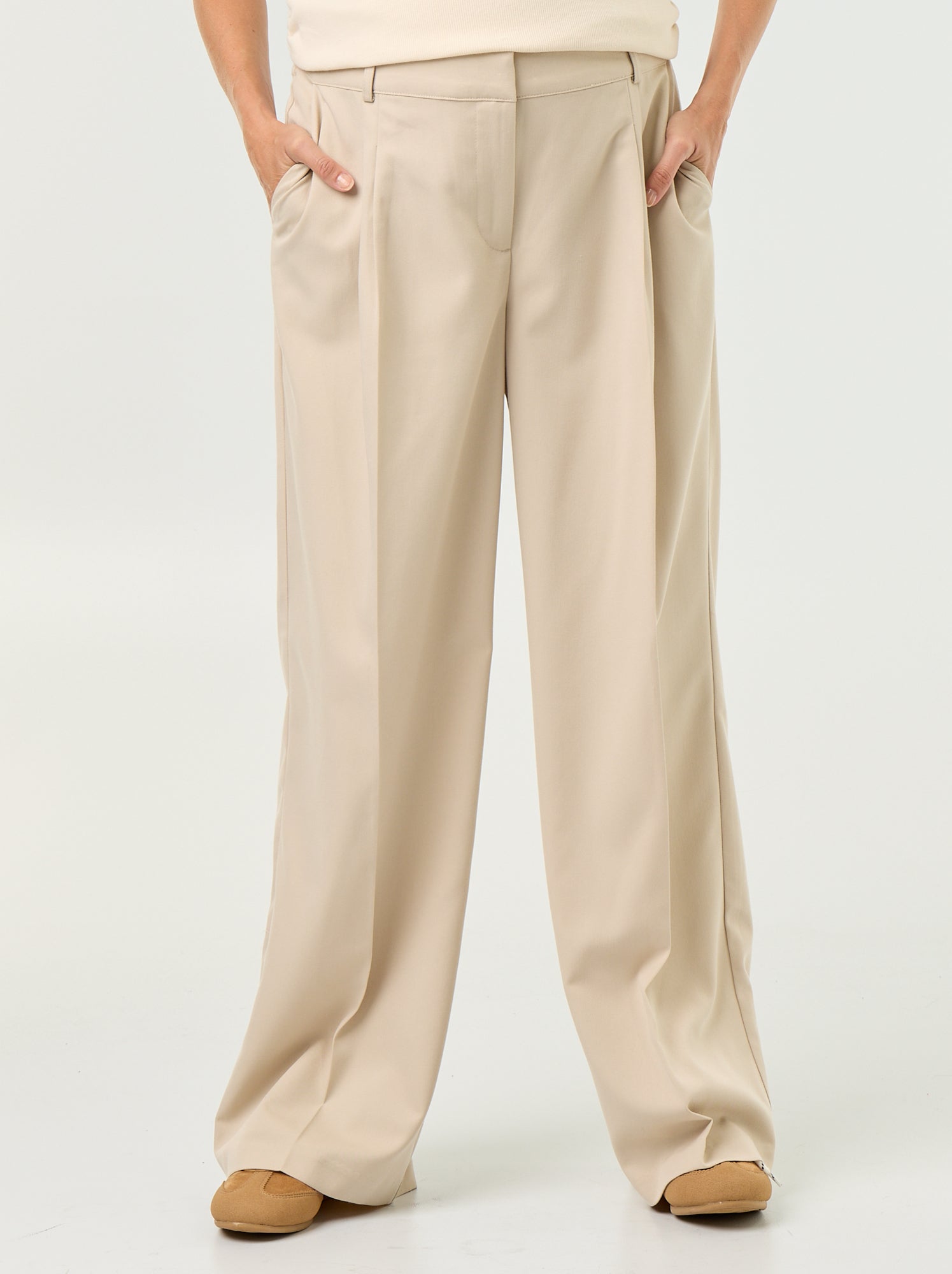 Pantalon de maternité à pinces - Beige