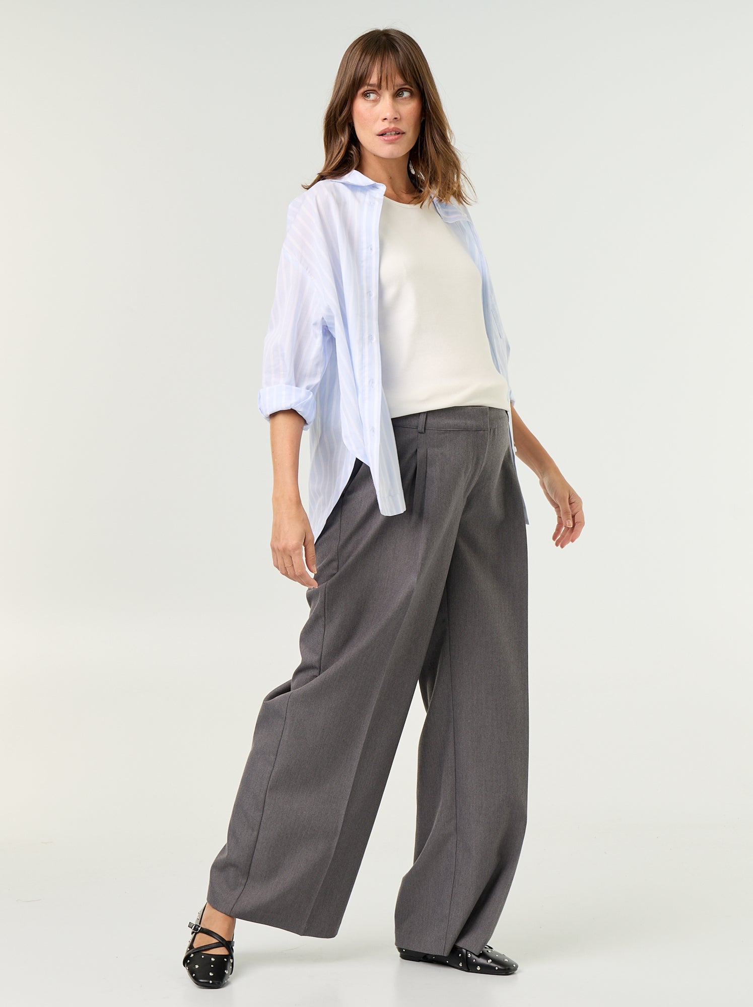 Pantalon de maternité à pinces - Gris