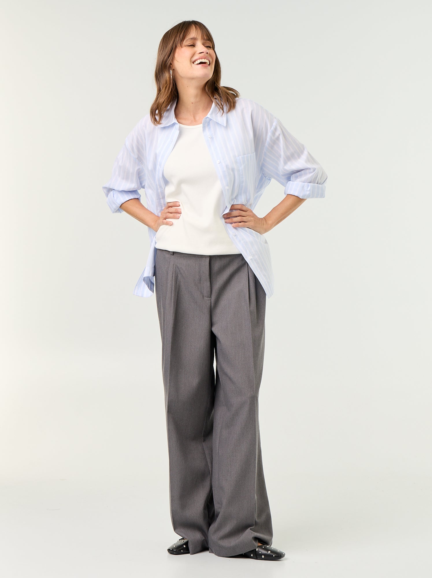 Pantalon de maternité à pinces - Gris