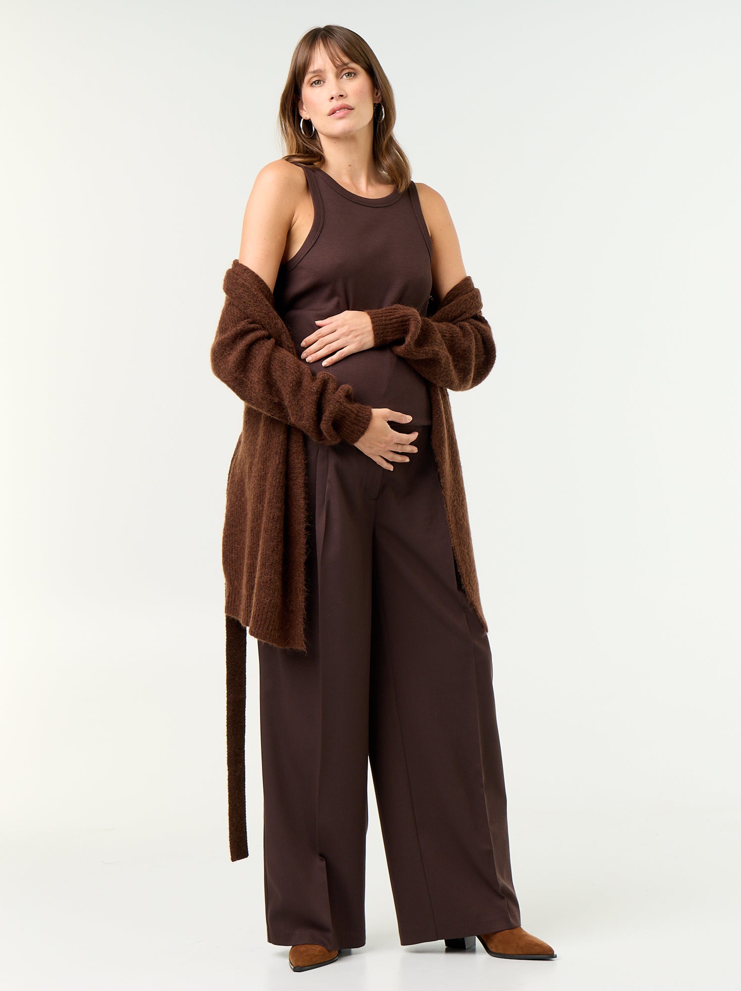 Pantalon de maternité à pinces - Marron